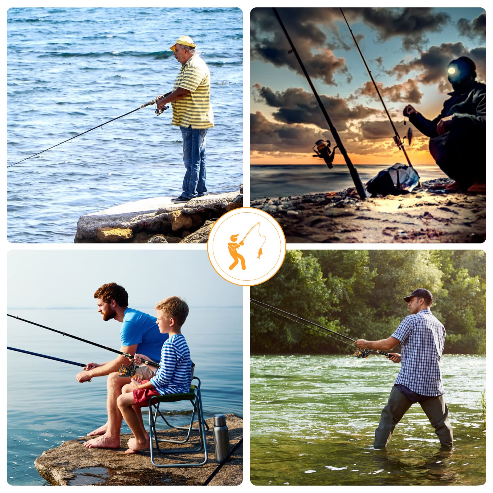 SANLIKE Carbon Fiber Fishing Rod and Reel Combo - Lightweight Travel Fishing Pole Set for Saltwater & Freshwater (Sea, Lakes, Rivers) - Perfect Fishing Gear Gift for Men - Ideal for Camping, Hiking & Outdoor Adventures