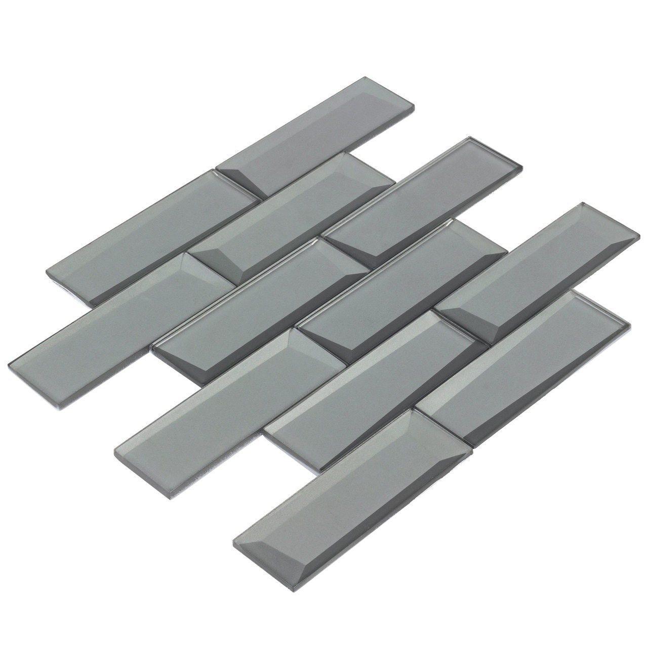 2x6 Gray Glass Wall Tile - Modern Backsplash & Bathroom Decor - Perfect for Kitchen, Shower, and Accent Walls