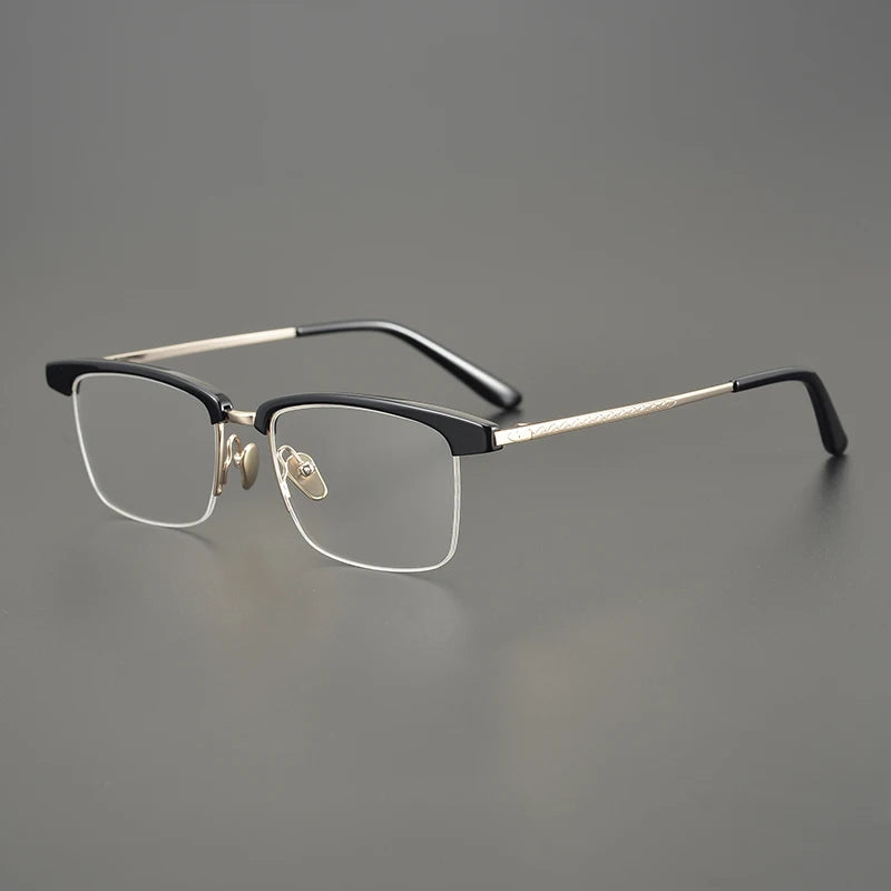 Aimee Unisex Semi-Rimless Square Titanium Acetate Eyeglasses 949105 - Lightweight Durable Glasses for Work, Reading & Fashion