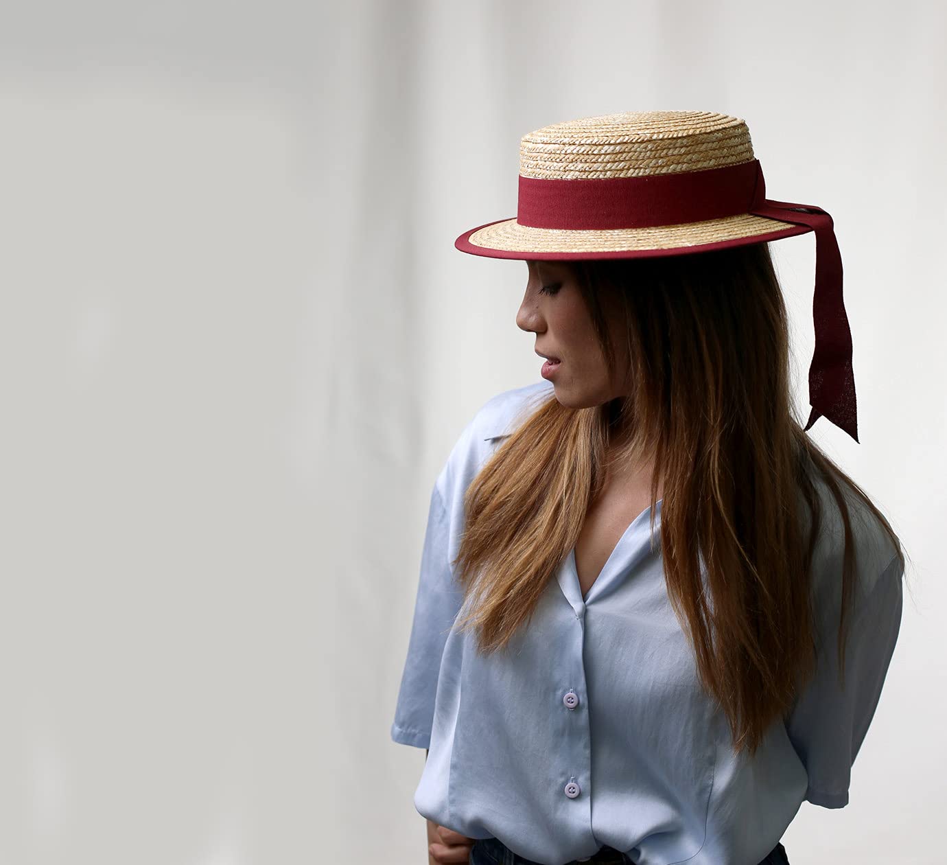 Stylish Gondolier Boater Hat - Classic Straw Hat for Men & Women - Perfect for Summer Outings, Weddings, and Venetian-Themed Parties