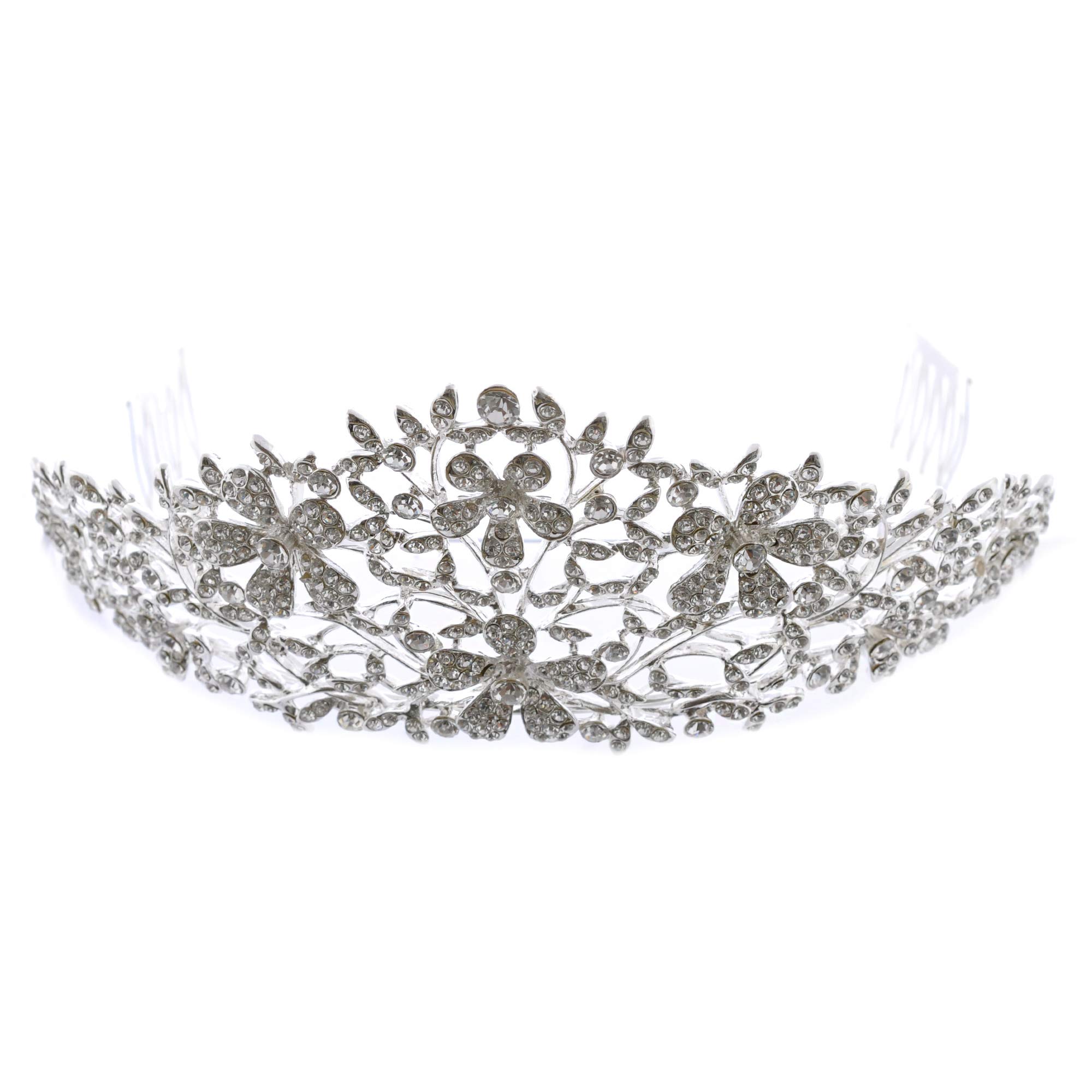 Silver Plated Rhinestone Wedding Tiara for Bride - Elegant Princess Crown for Bridal Shower, Bachelorette Party & Special Occasions