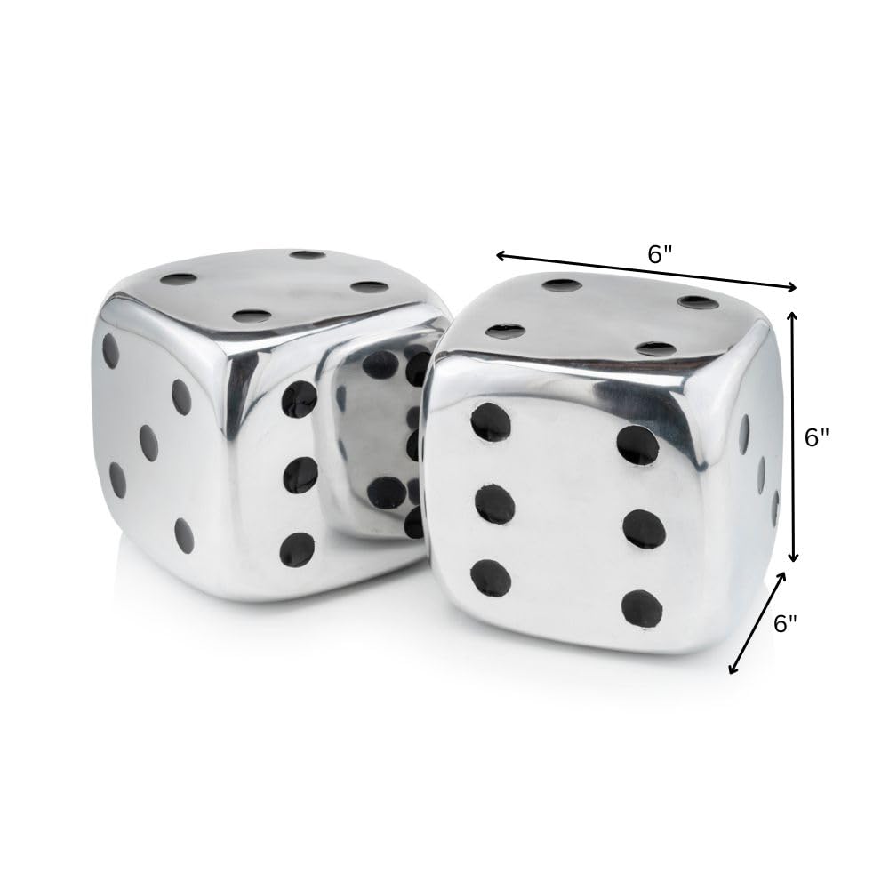 Modern Day Accents 4104 Decorative Dice Set - Silver with Black Dots (6