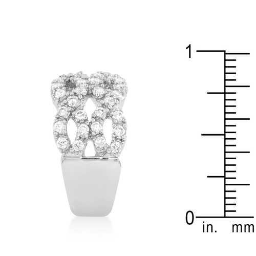 Elegant Braided CZ Cocktail Ring for Women - Sterling Silver Fashion Statement Jewelry - Perfect for Evening Parties, Weddings & Special Occasions
