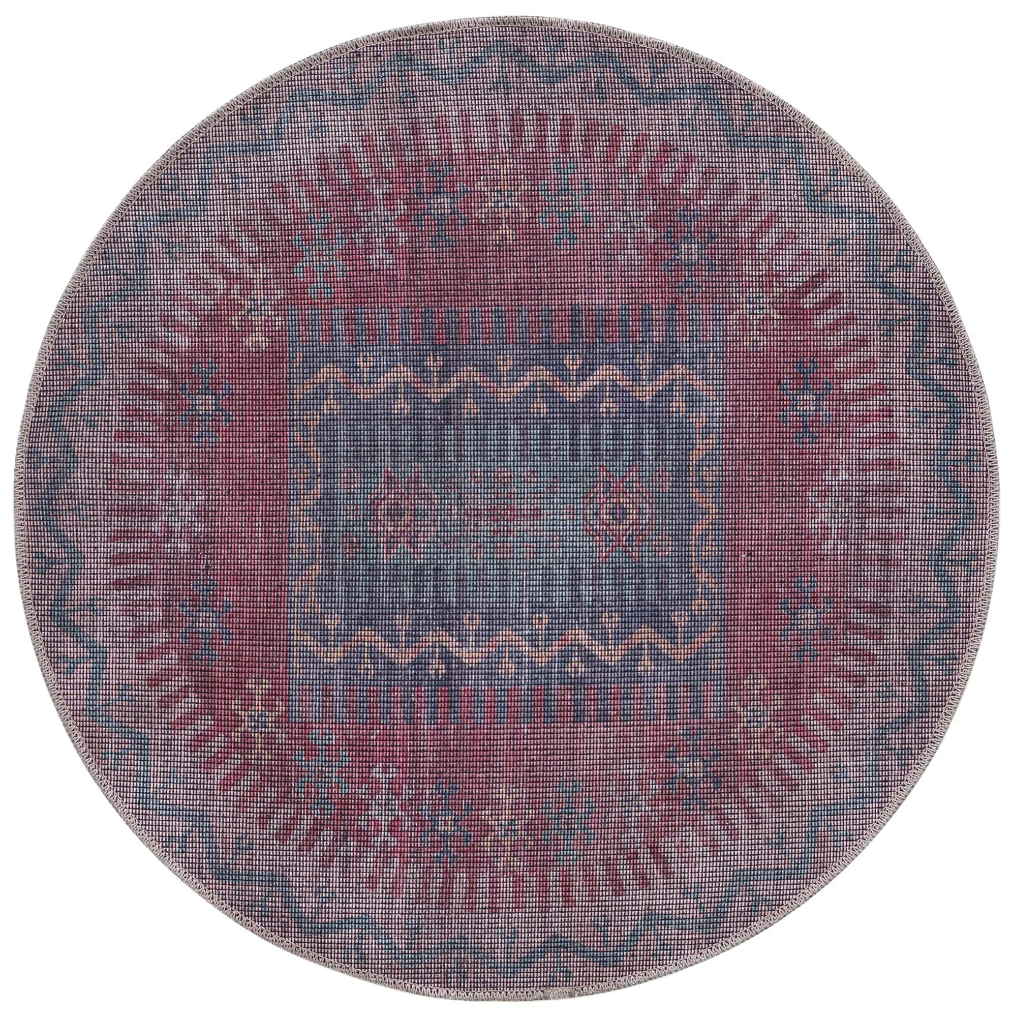 Washable 8 Ft Round Multi Flatweave Rug - Sisu Collection by Rugs.com | Non-Slip Kitchen & Dining Room Rug | Perfect for High-Traffic Areas & Pet-Friendly Homes