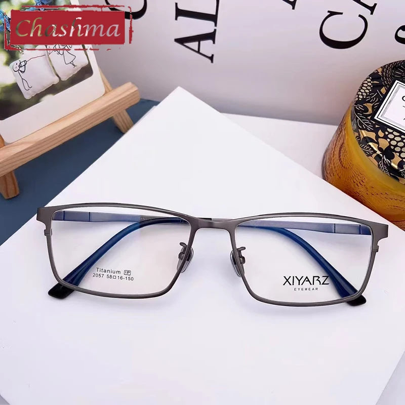 Men's Titanium Full Rim Square Eyeglasses - Lightweight Durable Frame for Work, Reading & Fashion | Model 42057