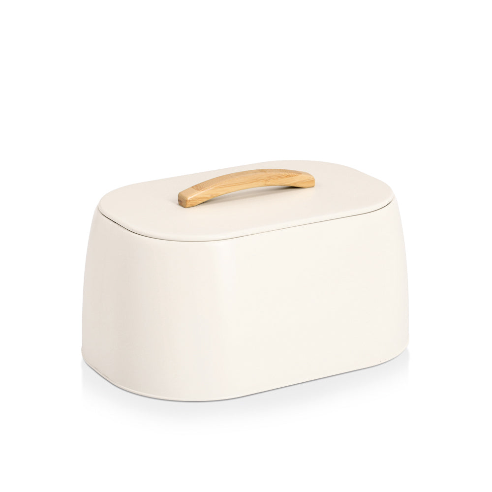 Stainless Steel Bread Bin with Rubberwood Lid - Airtight Bread Storage Container for Kitchen Countertop - Perfect for Keeping Bread Fresh and Organized