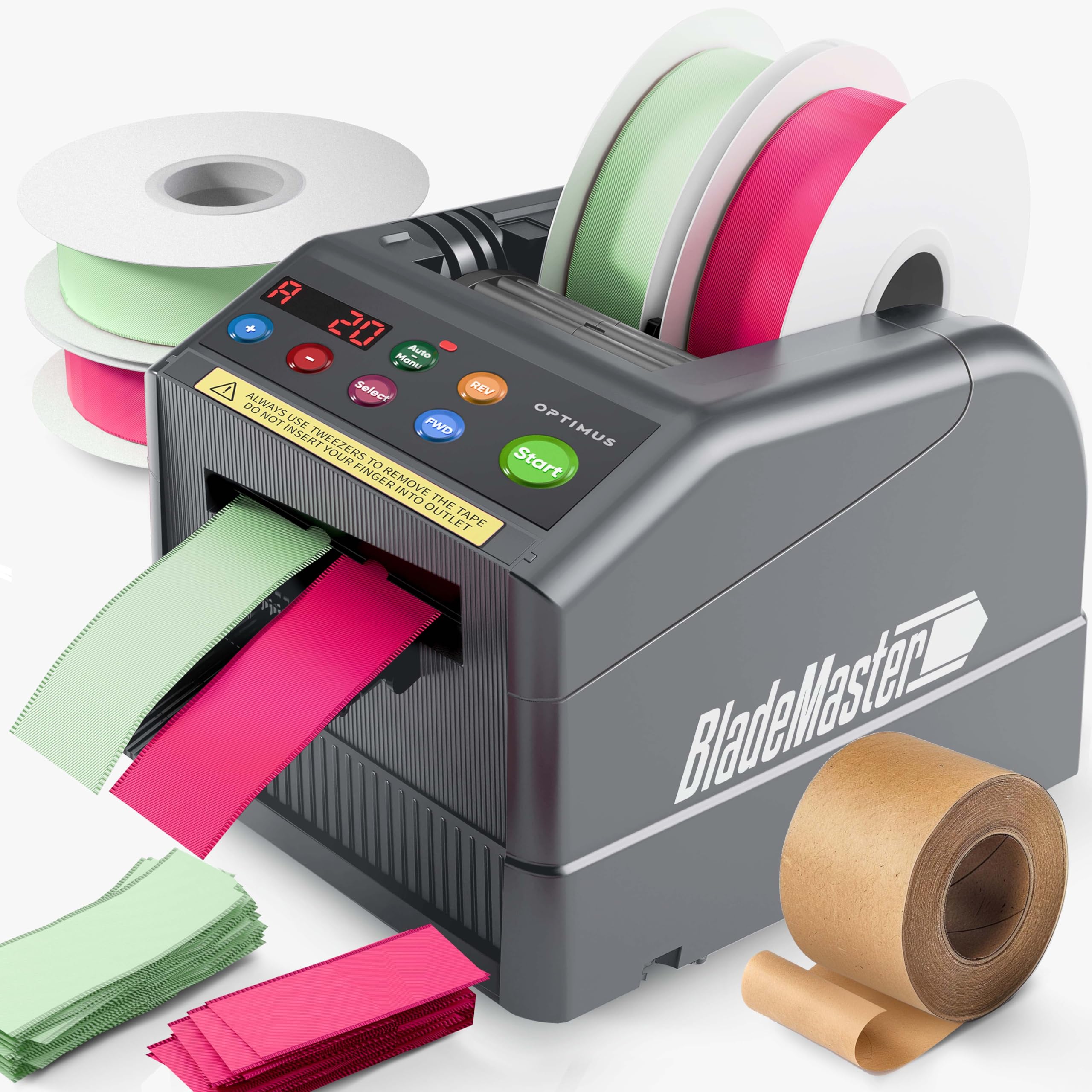 BladeMaster PRO Automatic Ribbon Cutting Machine - Commercial Grade Smart Tape Dispenser & Ribbon Cutter (2024 Upgraded Model, Gray) | Perfect for Gift Wrapping, Packaging, Crafting & Office Use | Fast & Precise Cutting for Professionals
