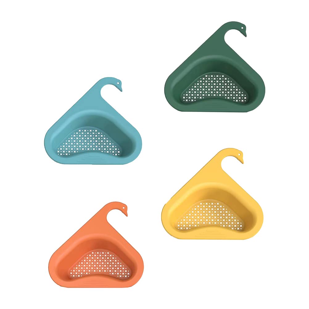 4-Pack Swan Shaped Hanging Storage Baskets - Wall Mounted Drainable Washing Organizer for Bathroom, Kitchen & Laundry Room Organization