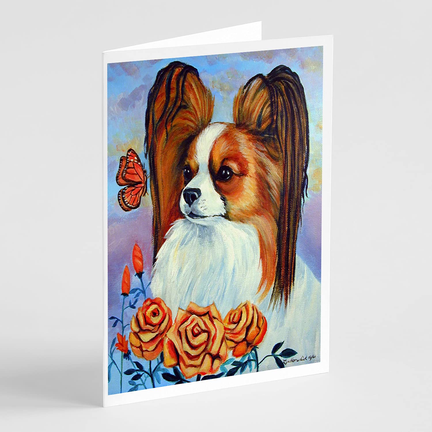 Caroline's Treasures 7039GCA7P Whimsical Papillon Blank Greeting Cards - Pack of 8 A7 Size (5x7) Note Cards with Envelopes | Perfect for Birthdays, Thank You Notes & Special Occasions