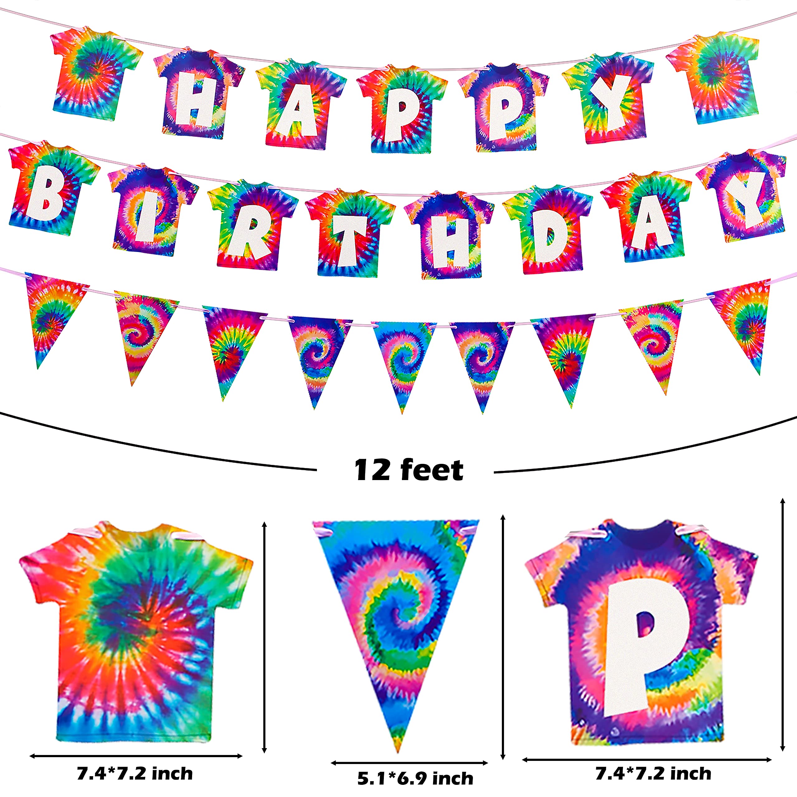 Groovy Tie Dye Party Decorations Set - 60s Hippie Themed Birthday Banner & Supplies for Tie Dye Themed Parties, Baby Showers & Boho Celebrations - Perfect for Festivals, Retro Events & Hippie Birthday Decorations