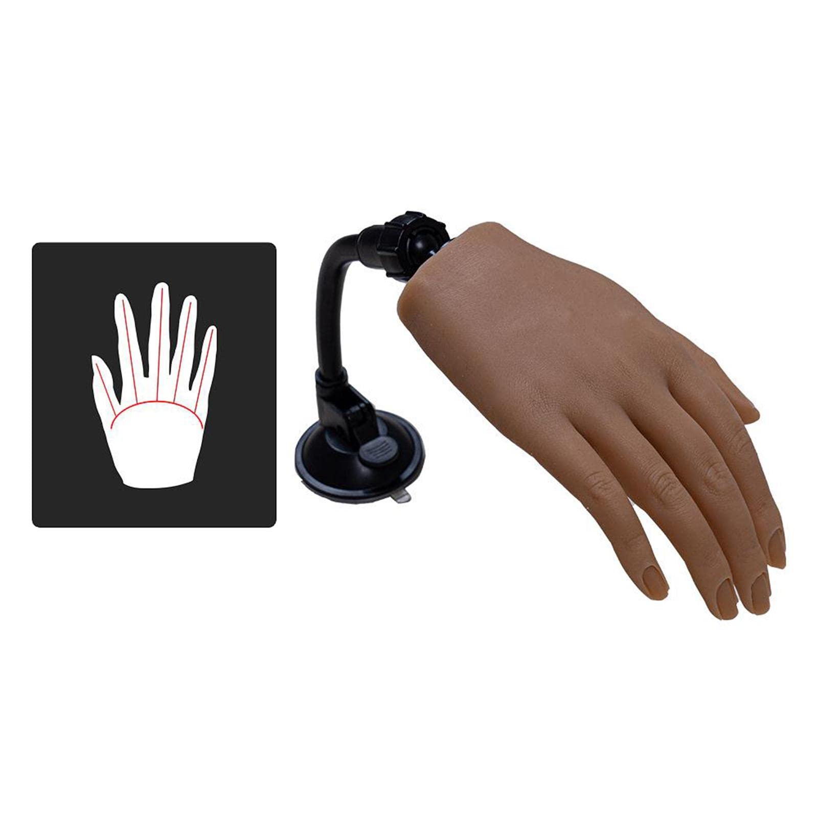 Barenx Realistic Practice Hand for Nail Training - Flexible Bendable Mannequin Hand with Visible Texture (Style 6) - Perfect for Nail Art Practice, Cosmetology Students & Salon Professionals