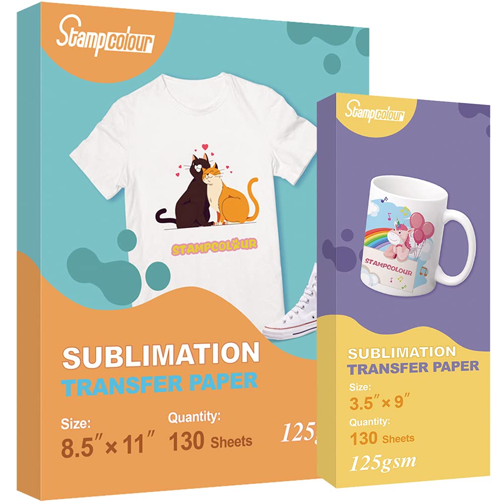 Premium Sublimation Transfer Paper - 3.5x9 inch (130 Sheets) & A4 8.5x11 inch (130 Sheets) - Compatible with Epson, HP, Canon, Sawgrass Inkjet Printers - Ideal for T-Shirts, Mugs, Phone Cases & DIY Crafts