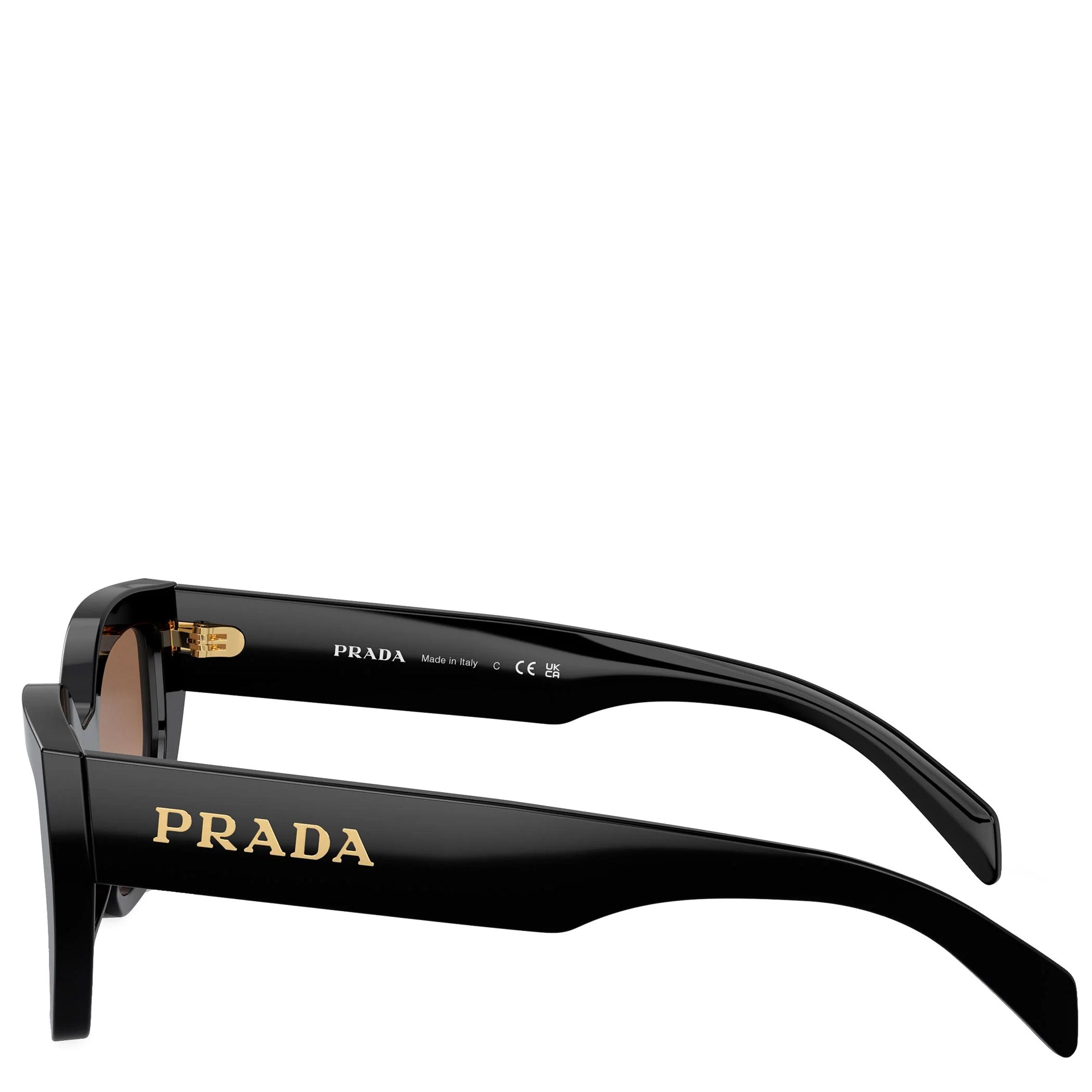 PRADA PRA09S Butterfly Sunglasses for Women - Black/Gradient Brown Polarized UV Protection - Fashion Luxury Sunglasses for Beach, Driving & Outdoor Activities