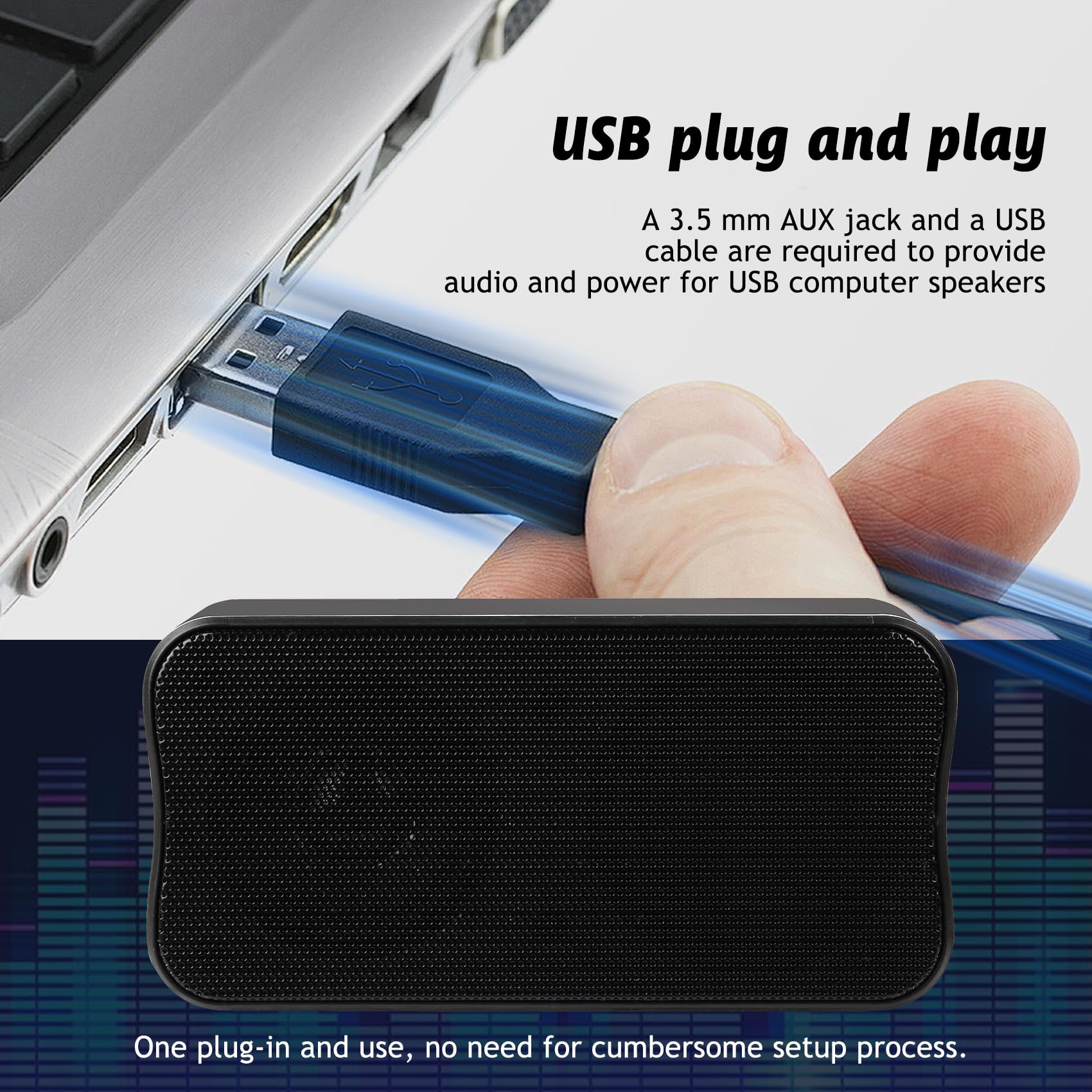 Portable USB Mini Computer Speaker Bar - Plug & Play Laptop Sound Bar for Desktop PC, Home, Office & School | Compact USB Speakers for Enhanced Audio in Work, Study & Entertainment