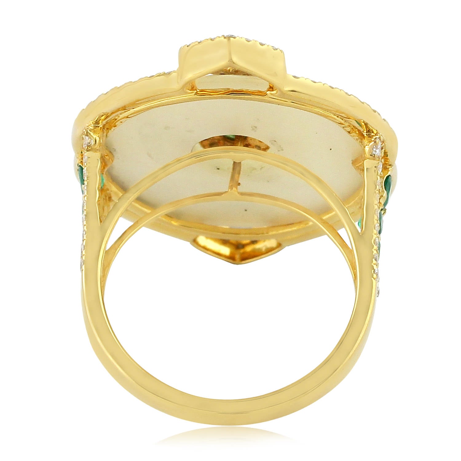 Exquisite Round Emerald Cut Mother of Pearl Diamond Wedding Ring in Gold – Perfect for Bridal, Engagement, and Anniversary Jewelry Gifts