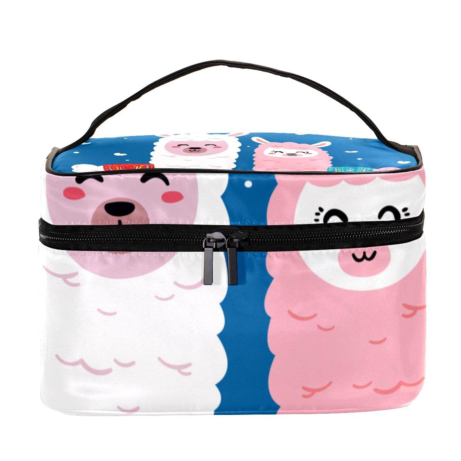 Cute Cartoon Alpaca & Llama Travel Makeup Bag - Large Cosmetic Organizer with Zipper for Women & Girls | Perfect for Travel, Gym, and Daily Makeup Storage