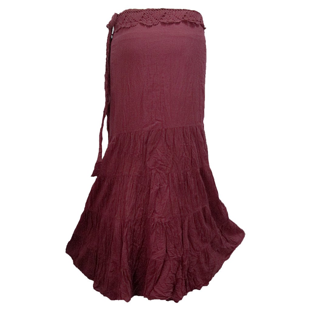 Coconutwow Women's Crochet Waist Ruffle Wrap Long Skirt - Boho Summer Beach Maxi Skirt for Women, Perfect for Vacations, Music Festivals & Casual Outings