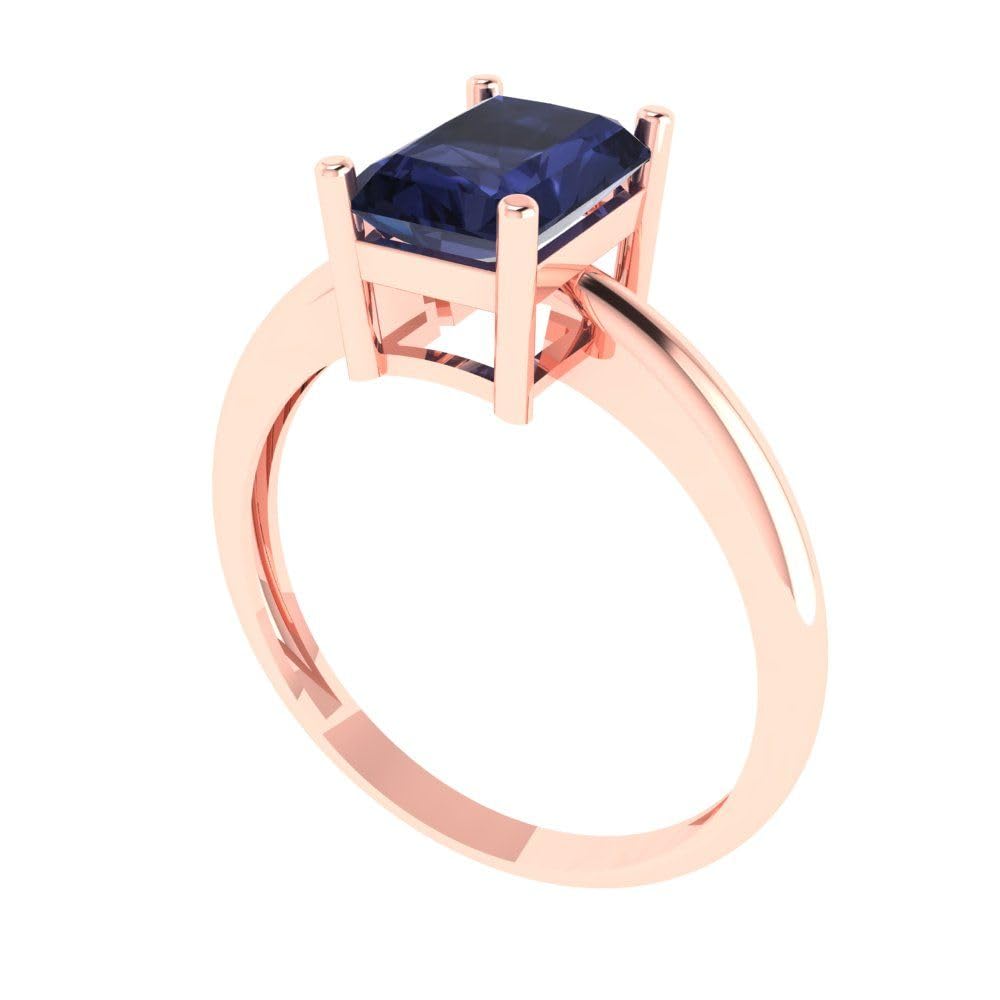 1.75ct Radiant Cut VVS1 Blue Sapphire Solitaire Engagement Ring - 14k Rose Gold Wedding Band for Women | Anniversary, Bridal Jewelry Gift for Her | Perfect for Proposals, Weddings & Special Occasions