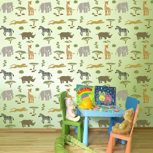 African Safari Animal Stencil Set - Reusable DIY Wall Art for Nursery, Kids Room & Home Decor - Easy to Use Painting Templates for Creative Projects - by Cutting Edge Stencils | Perfect for Jungle-Themed Parties, Baby Showers & Classroom Activities