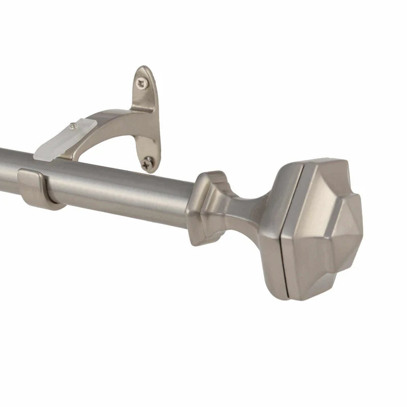 Silver Tuscan Expandable Curtain Rod - Adjustable Length 28-48 Inches, Rust-Resistant Metal Finishing for Living Room, Bedroom, Kitchen Windows - Perfect for Sheer, Blackout & Thermal Drapes