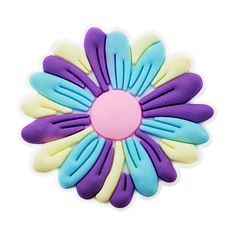 Pink Rainbow Flower Shoe Charms for Crocs - Cute Shoe Accessories & Decorations for Women & Girls - Perfect Gift for Sandals & Jibbitz - Great for Casual Wear, Beach Outfits & Summer Fashion