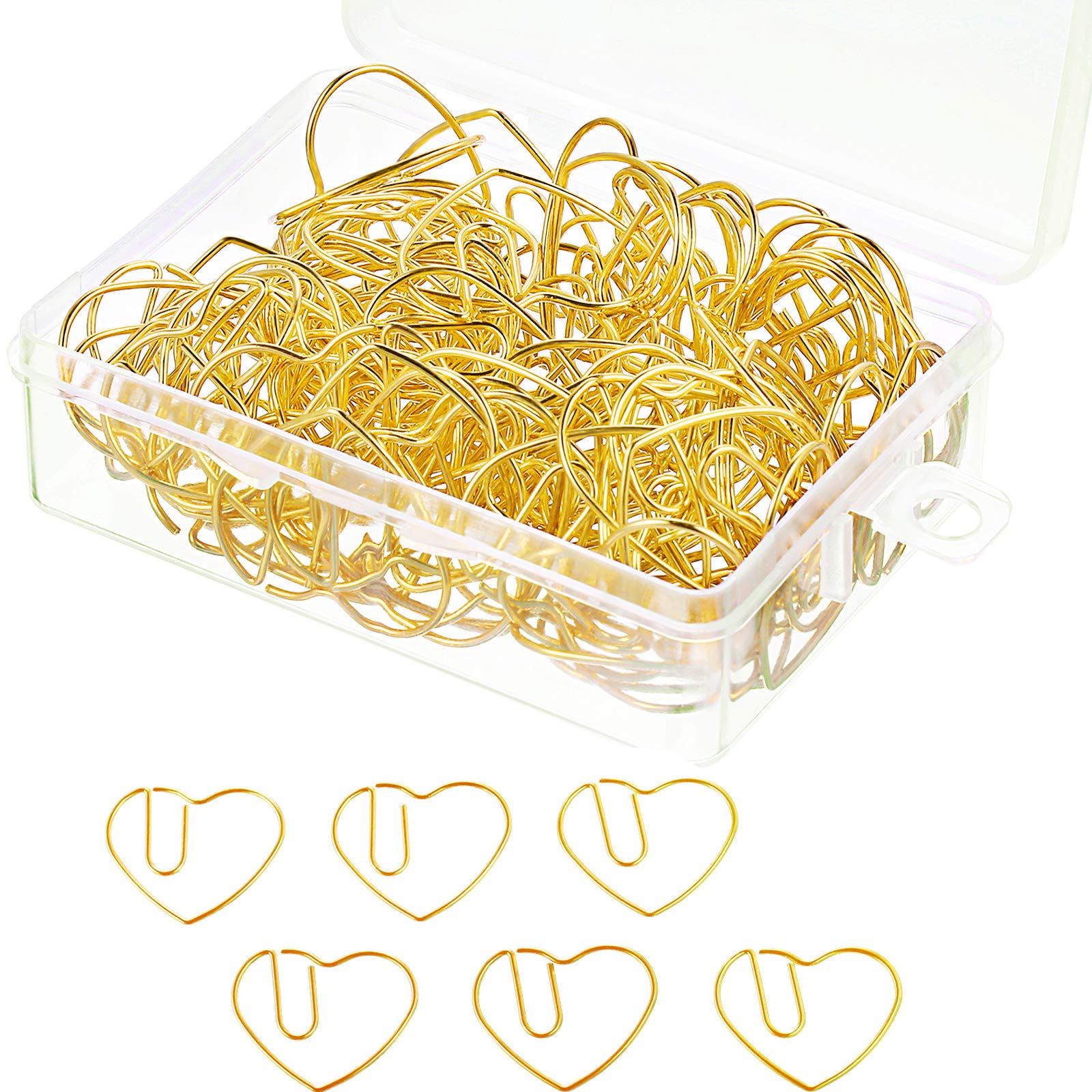 100 Pieces 3cm Gold Heart Shaped Paper Clips - Small Bookmark Clips for Wedding Favors, Marriage, Office, School & Home Organization - Perfect for DIY Crafts, Scrapbooking & Gift Wrapping