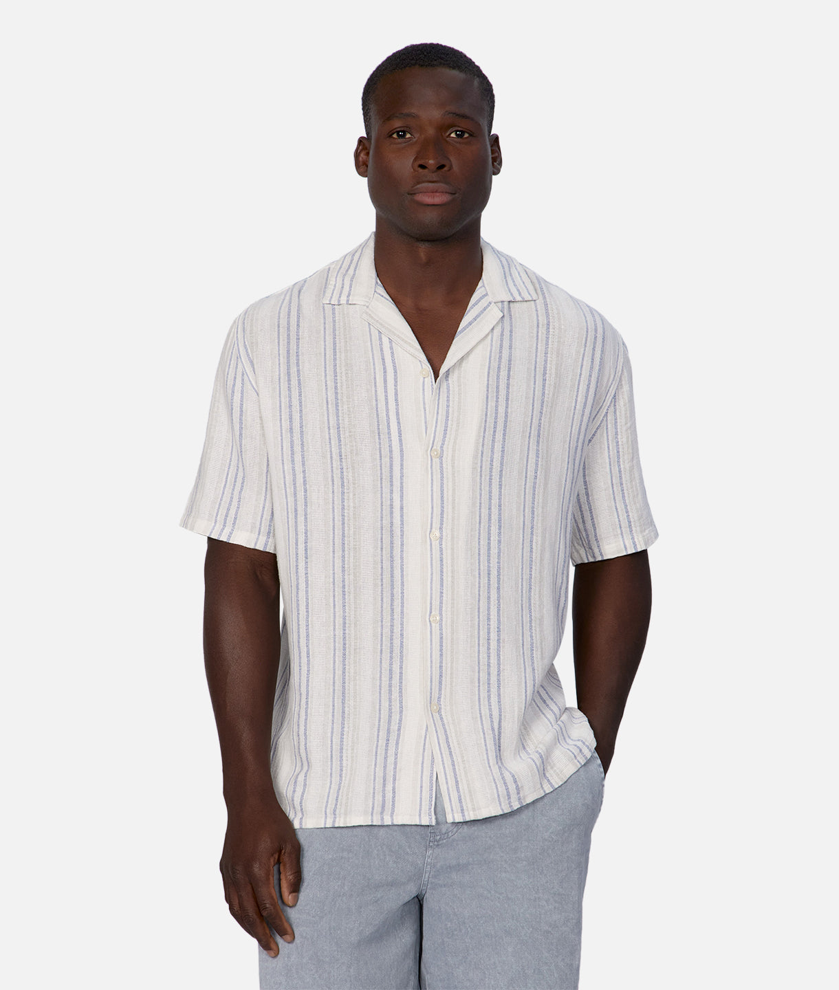 Levenzo Linen Short Sleeve Shirt for Men - Breathable White & Multi-Color Casual Button Down Shirt - Perfect for Summer Outfits, Beach Vacations, and Office Wear