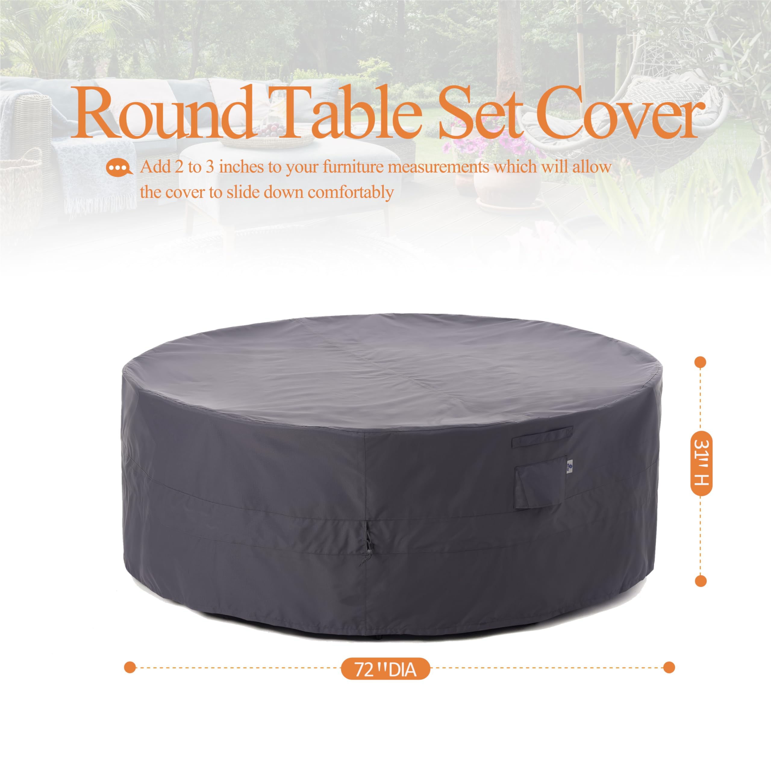 Waterproof UV Resistant Ripstop Round Patio Furniture Cover 72