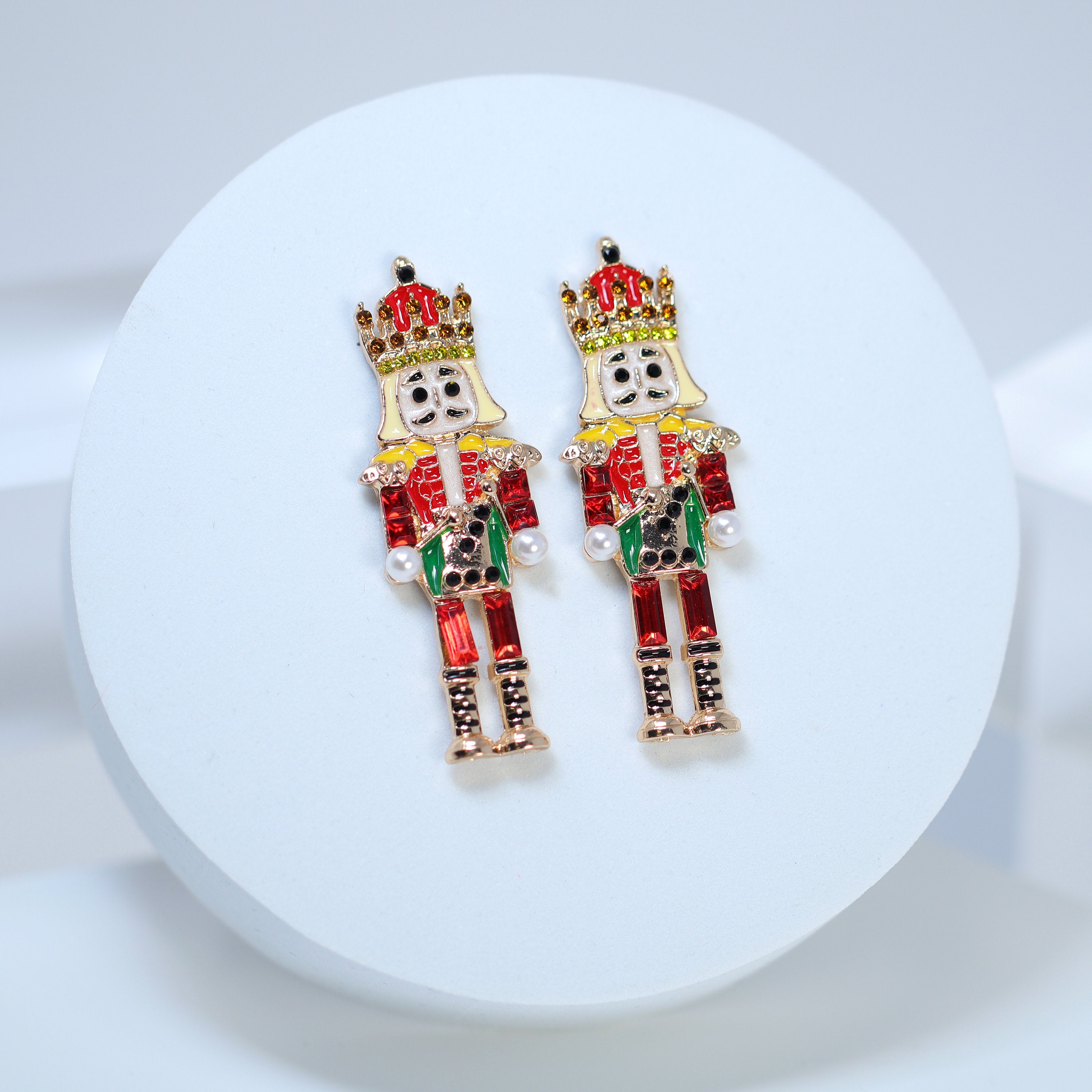 Red and Green Nutcracker Christmas Earrings - Festive Holiday Statement Jewelry for Women - Perfect for Christmas Parties, Gift Exchanges & Holiday Outfits