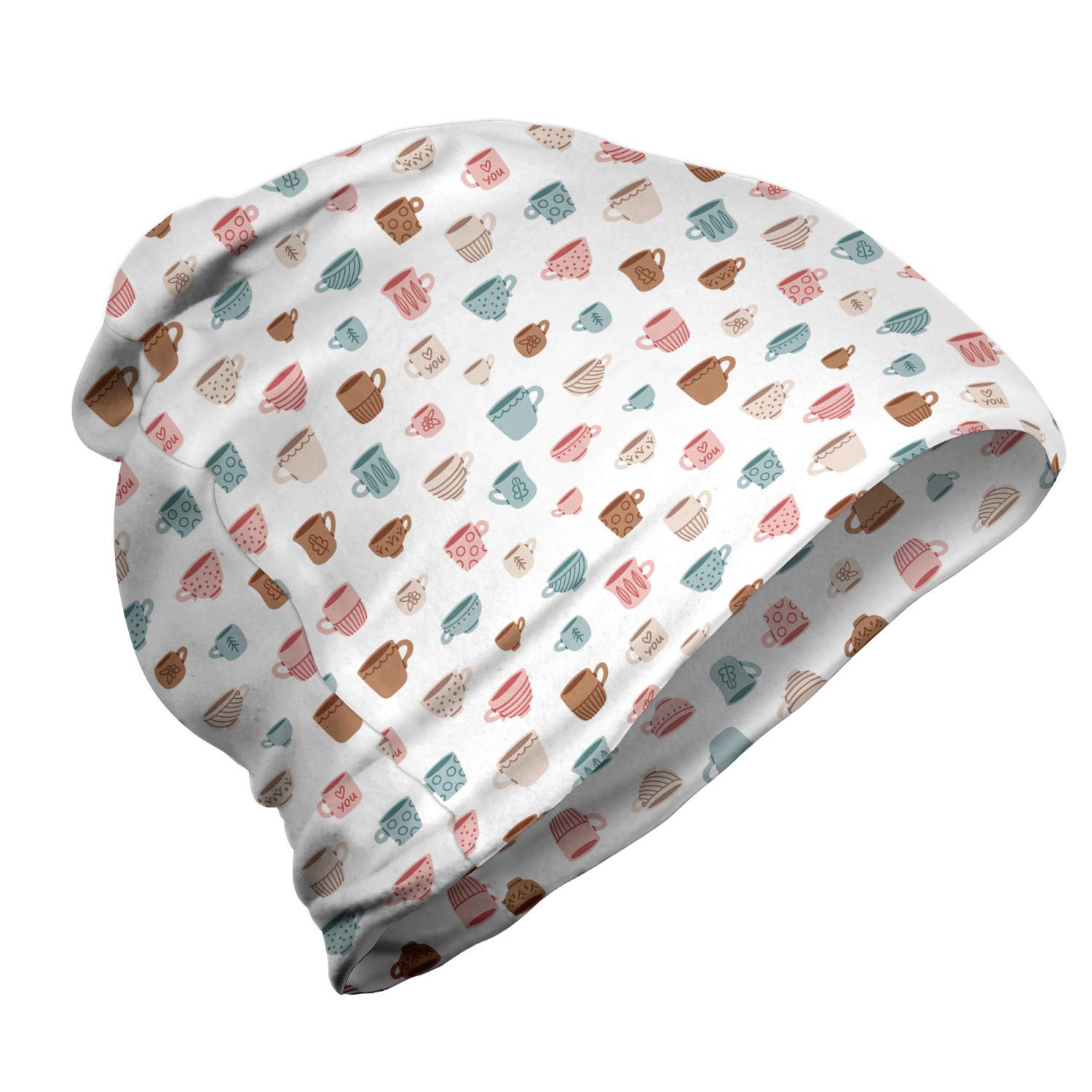 Ambesonne Unisex Beanie Hat - Vintage Style Coffee Mug Design for Men & Women - Perfect for Hiking, Camping & Outdoor Winter Activities