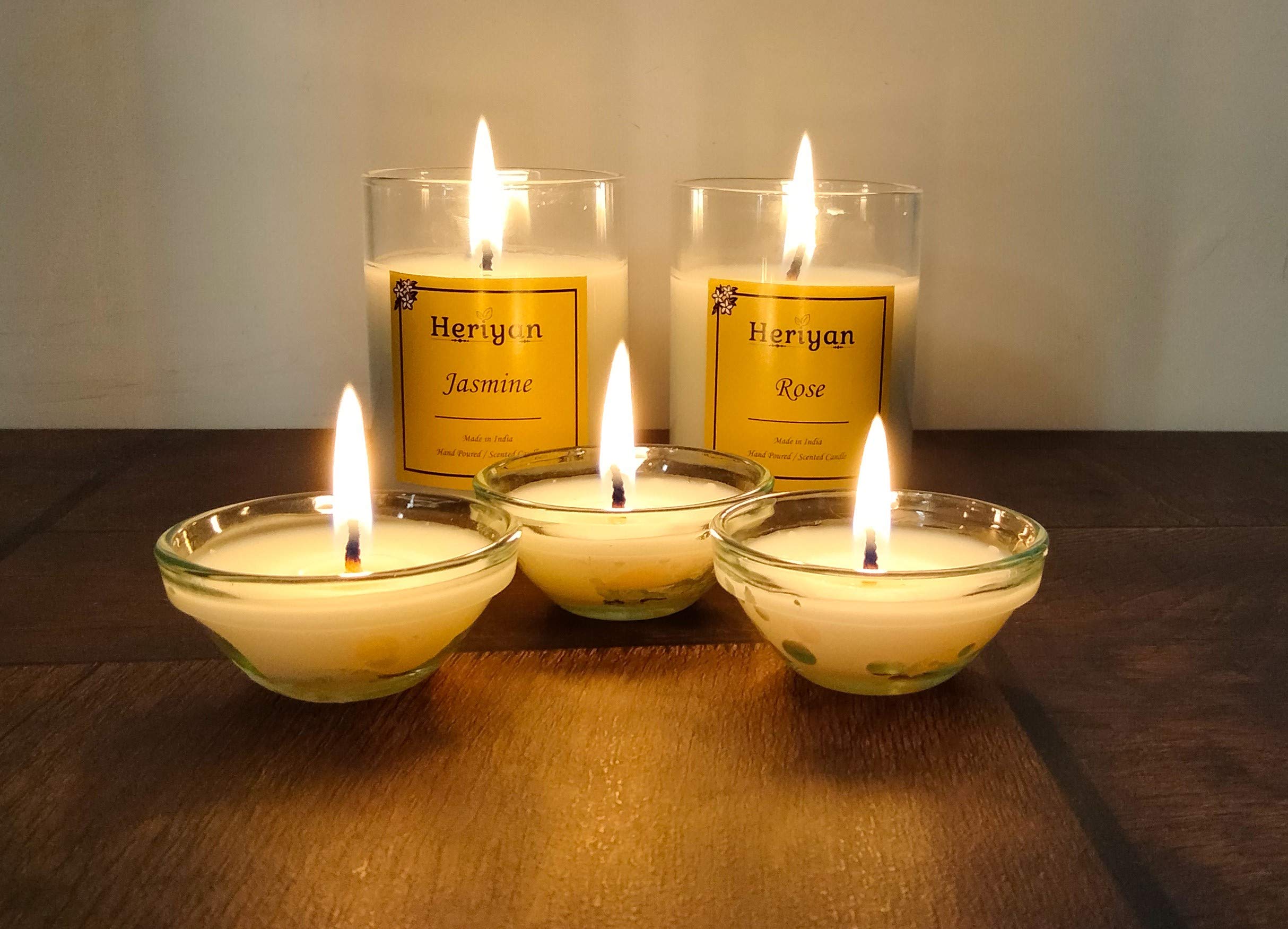 Heriyan Natural Soy Wax Scented Candle - Jasmine & Creamy White Fragrance, Long-Lasting Aromatherapy Candle for Home, Spa, Yoga and Relaxation