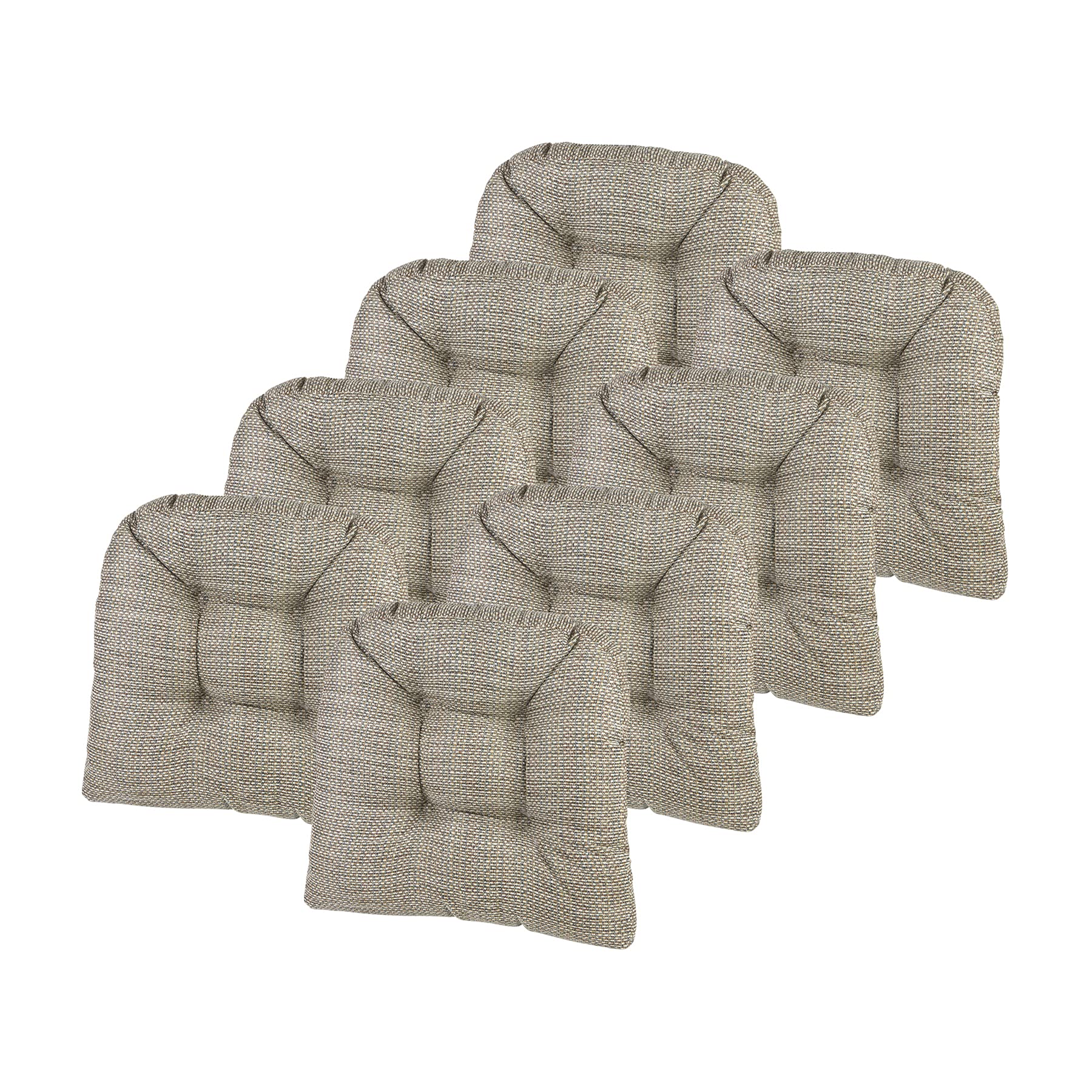 Non-Slip Dining Chair Cushions - Klear Vu Gripper Overstuffed Universal Seat Pads (15x15 Inches, 8-Pack) for Kitchen, Office & Home Decor - U-Shaped Skid-Proof Waffle Design in Natural Color - Perfect for Dining Rooms, Breakfast Nooks & Workspaces