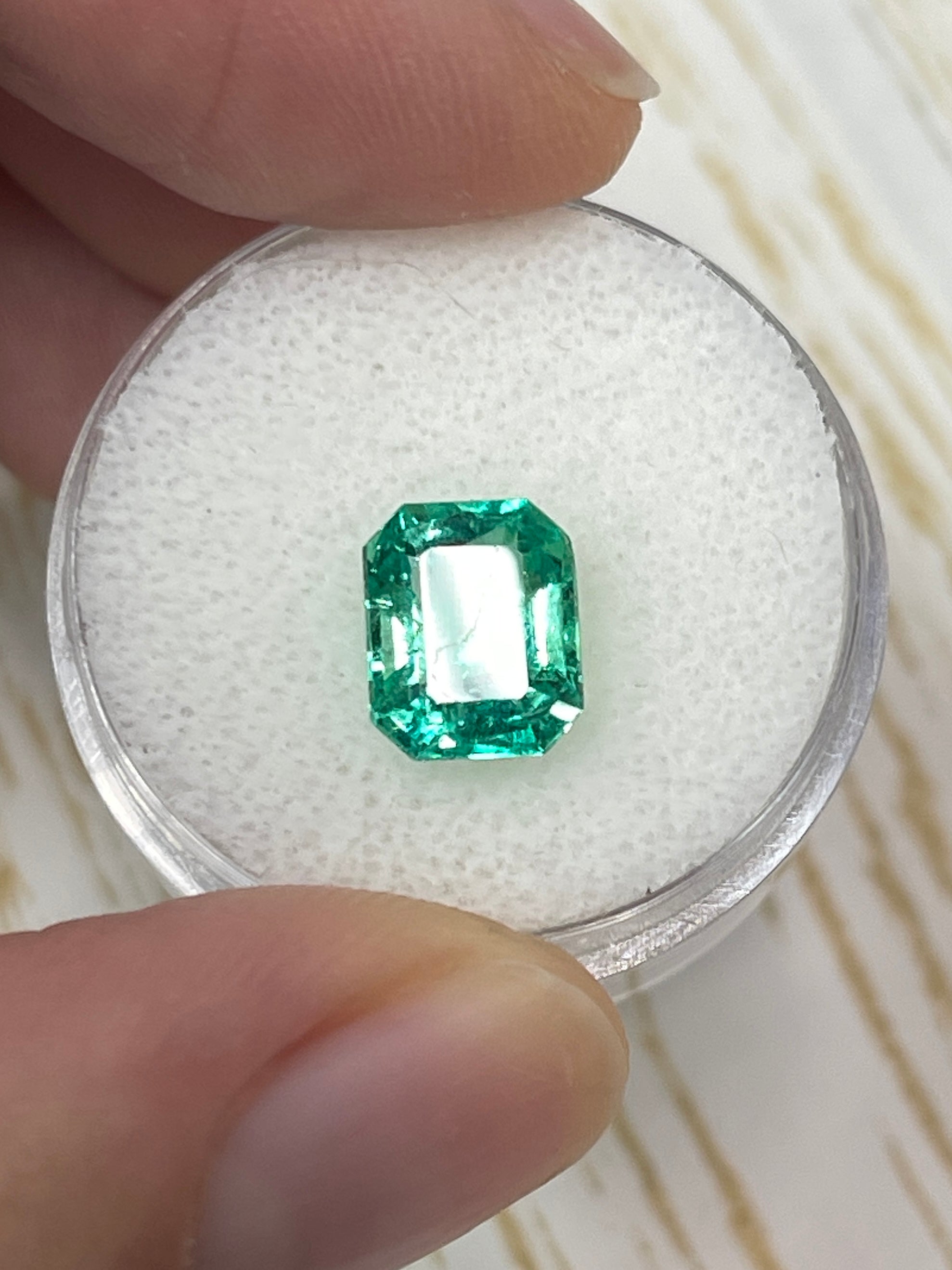 2.26 Carat 9x7mm Crystalline Yellowish Green Natural Loose Colombian Emerald - Emerald Cut Gemstone for Jewelry Making, Engagement Rings & Luxury Gifts