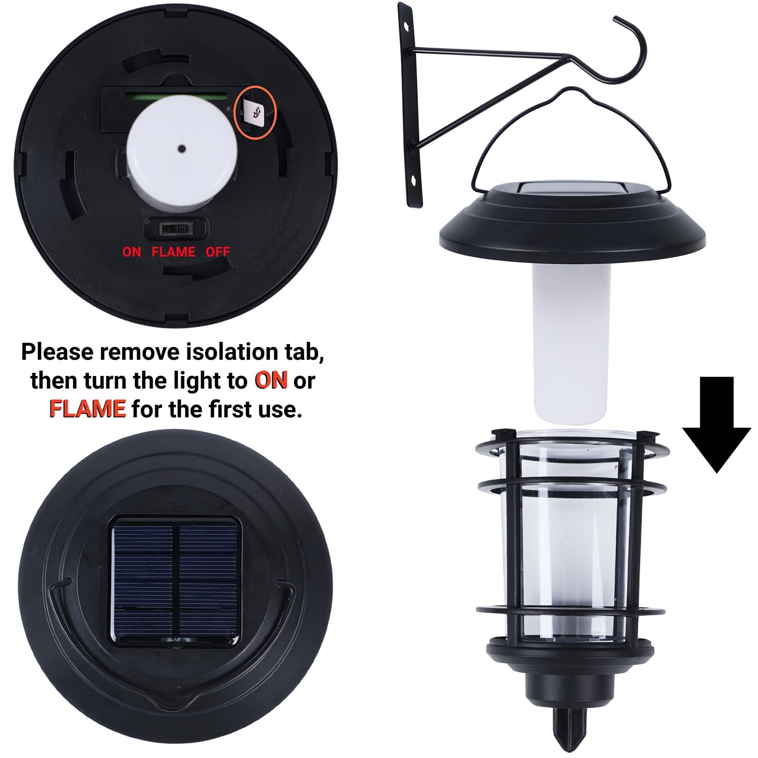 Dynaming Solar Purple Flame Wall Lanterns - 4 Pack Outdoor Halloween LED Hanging Lights with Auto On/Off, Waterproof Flickering Flame Sconce for Garage, Stair, Patio, Porch - Perfect for Spooky Decor & Pathway Lighting