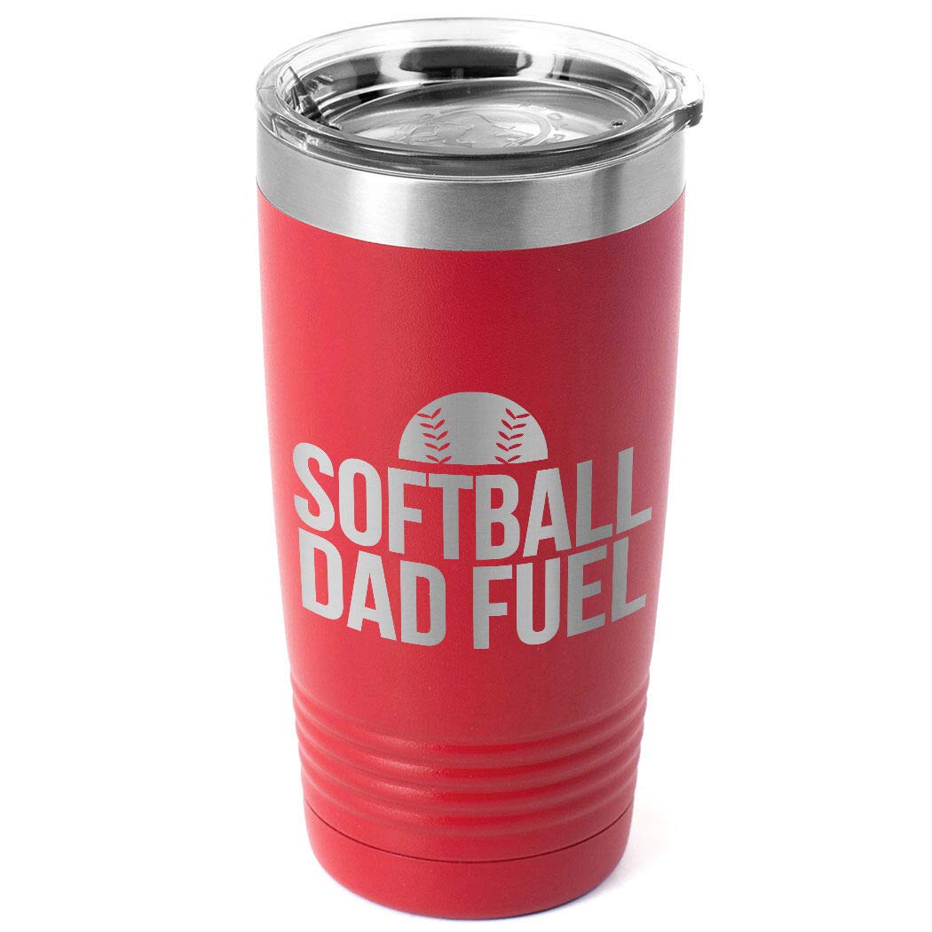 ChalkTalkSPORTS 20 oz Double Insulated Softball Tumbler Cup - Leakproof Stainless Steel Travel Mug for Softball Players & Coaches - Perfect for Games, Practices & Tailgating (Red)