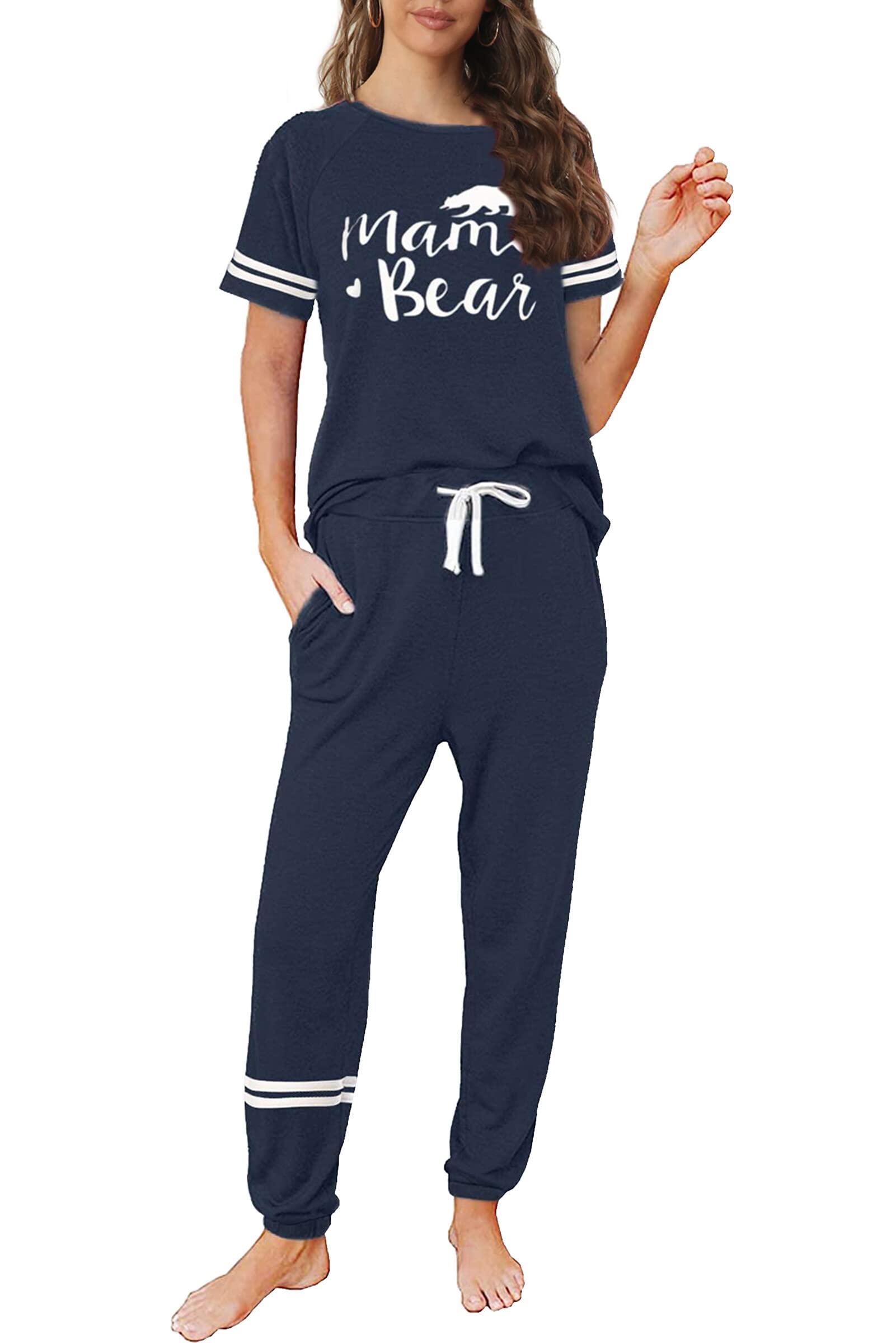 **Cysincos Women's 2-Piece Sweatsuit Set - Long Sleeve Pullover & Drawstring Jogger Pants - Soft Loungewear & Pajama Outfit for Relaxing at Home, Yoga, or Running Errands**