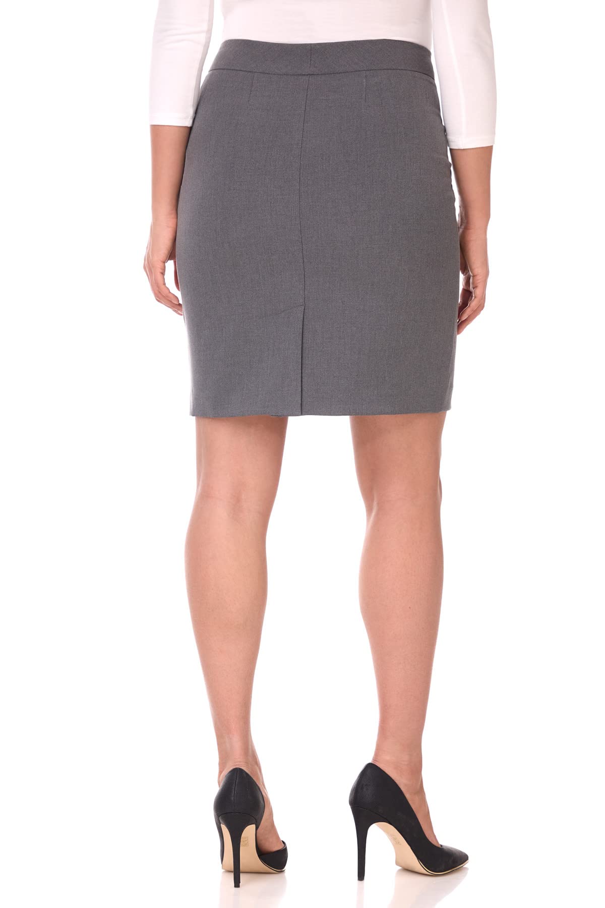 Rekucci Women's Stretchy Pencil Skirt with Zipper Detail - Office to Dinner Outfit for Work, Cocktail Parties & Date Nights