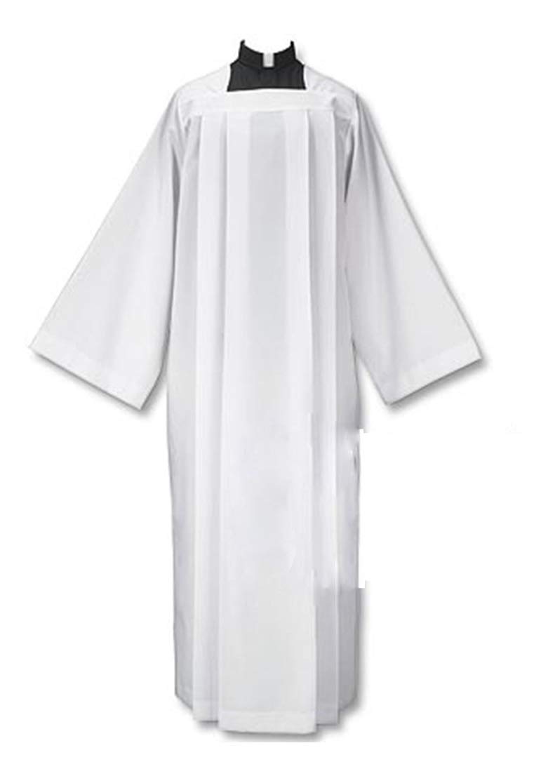 Augustinian Collection Polyester Permanent Press Box Pleated Alb - Small Size | Wrinkle-Resistant Liturgical Vestment for Church Services, Choir Robes & Religious Ceremonies