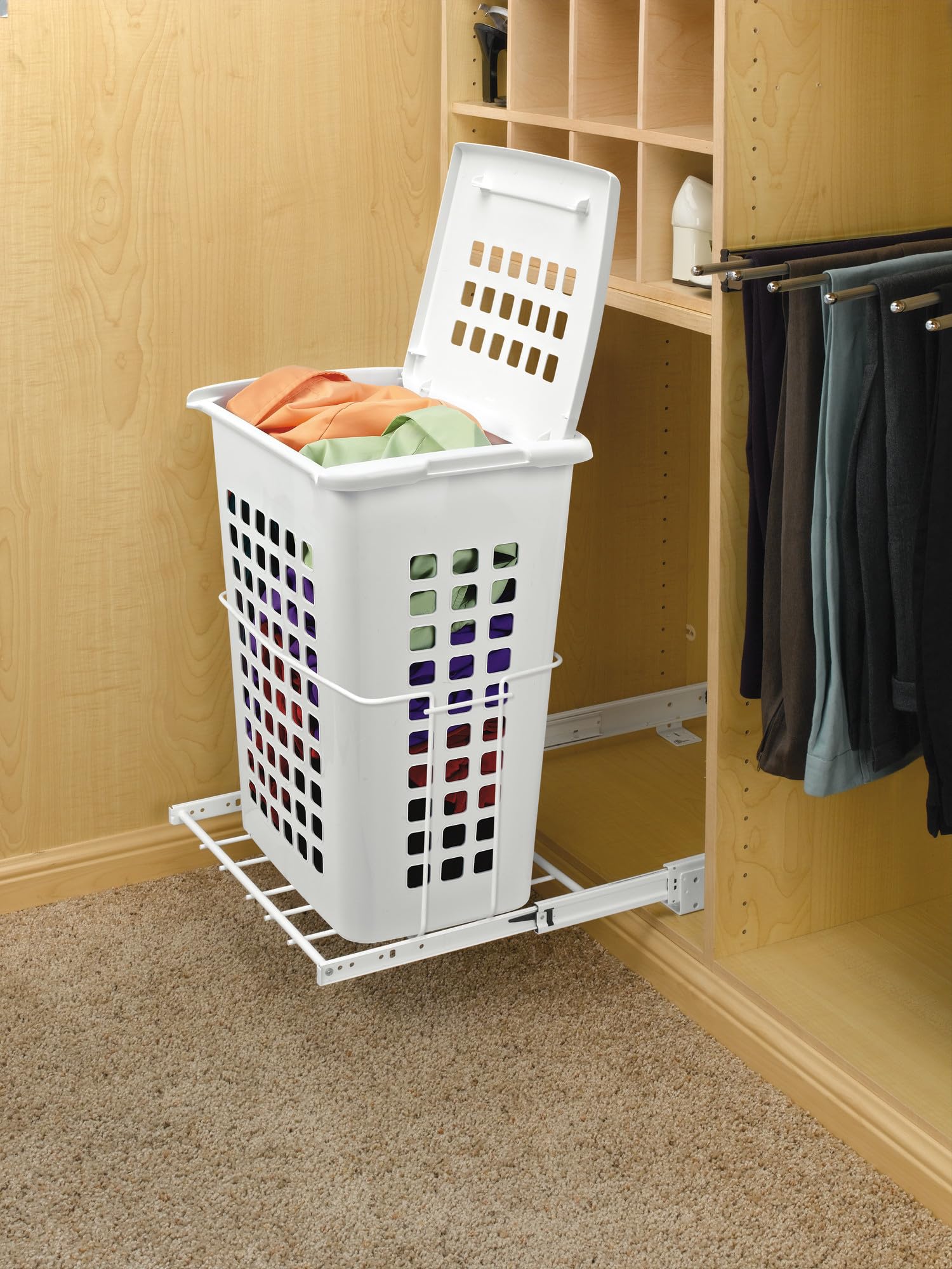 Rev-A-Shelf Pull-Out Laundry Hamper - Durable Polymer Waste Bin for Bathroom Vanity & Closet Organization - Perfect for Small Spaces, Nursery, and Mudroom Storage Solutions