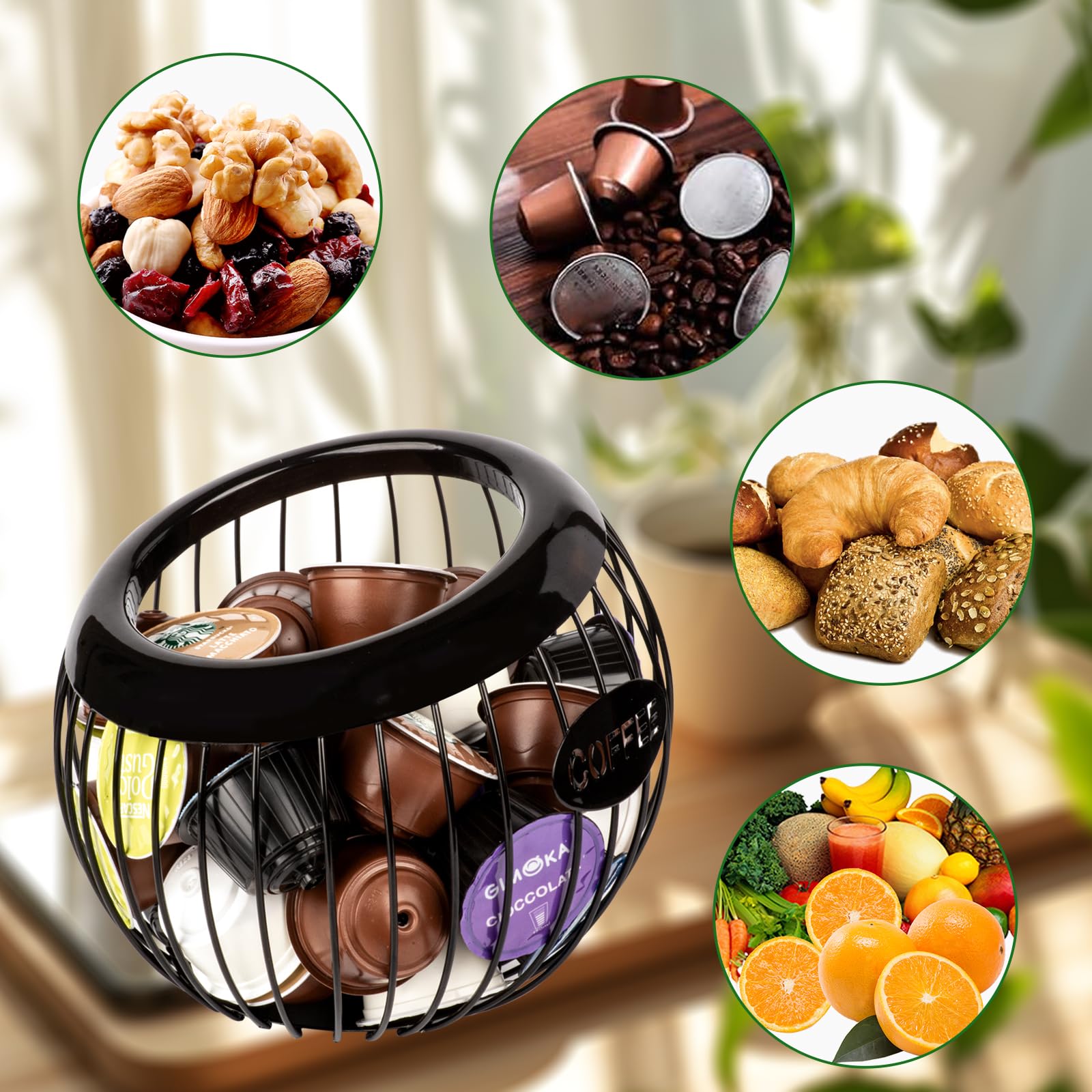 Stainless Steel Coffee Pod Holder - Durable Espresso Capsule Organizer for Keurig Nespresso Machines | Perfect for Home Office Kitchen Counter Storage (Black)