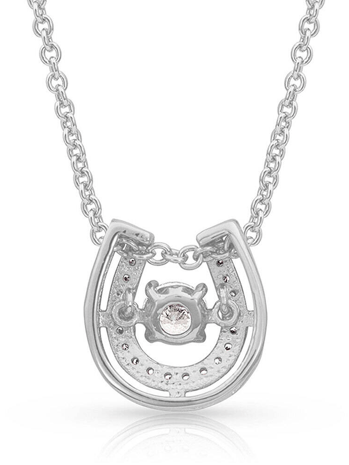 Montana Silversmiths NC3867 Women's Lucky Horseshoe Necklace - Sterling Silver Jewelry for Good Luck, Western Fashion & Everyday Wear