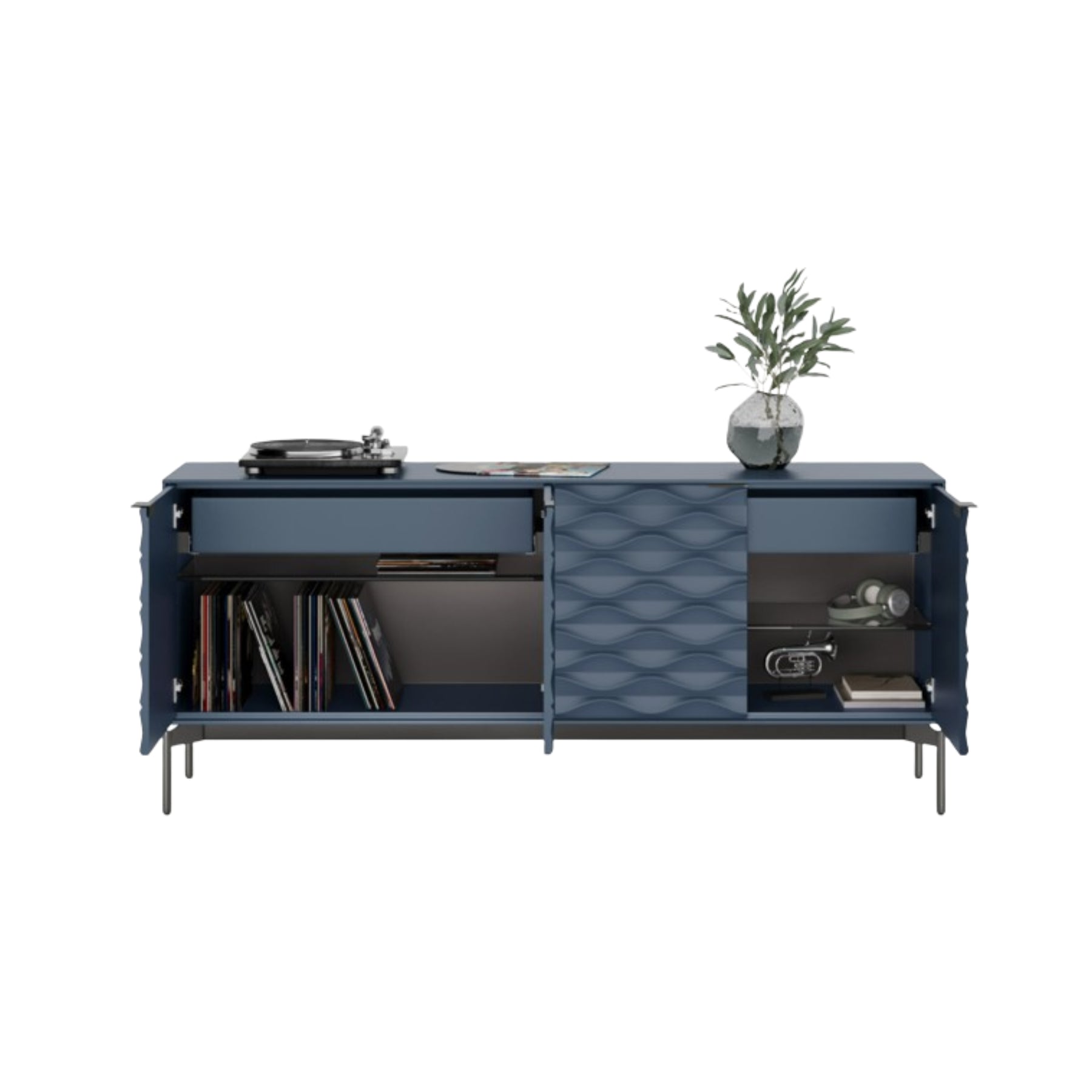 BDI 7629 Ripple Storage Credenza - Modern TV Media Console with Ample Storage - Perfect for Living Room, Home Theater & Office Organization