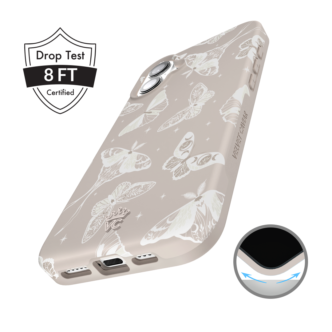 Moonlight Moths iPhone Case - Premium Protective Phone Cover for iPhone 13/14/15 Pro Max - Cute Moth Design - Shockproof & Scratch Resistant - Perfect for Outdoor Adventures, Travel & Daily Use
