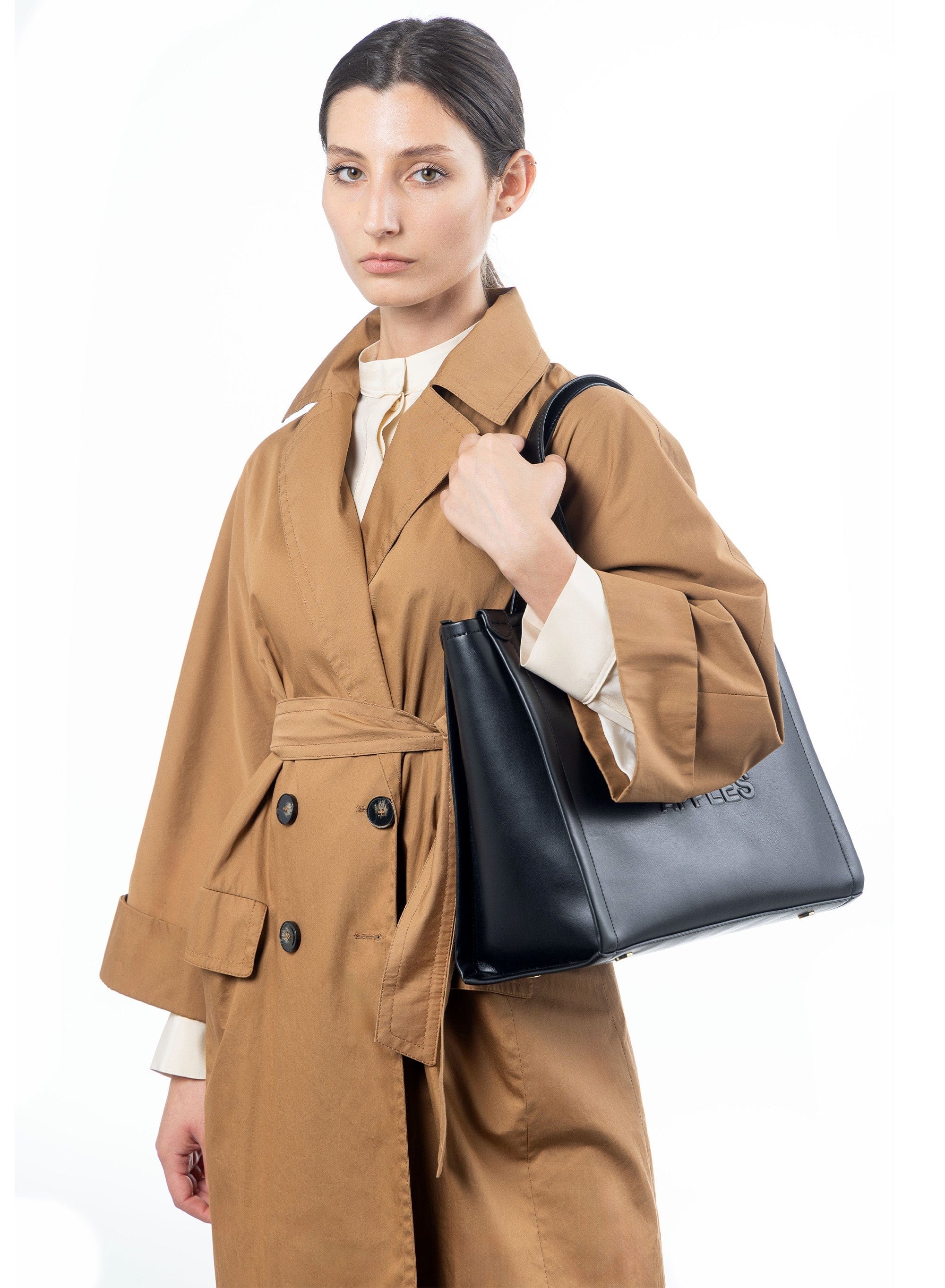 Alma L Vegan Leather Tote Bag for Women | Black | Eco-Friendly Apple Leather Handbag | Perfect for Work, Travel & Everyday Use