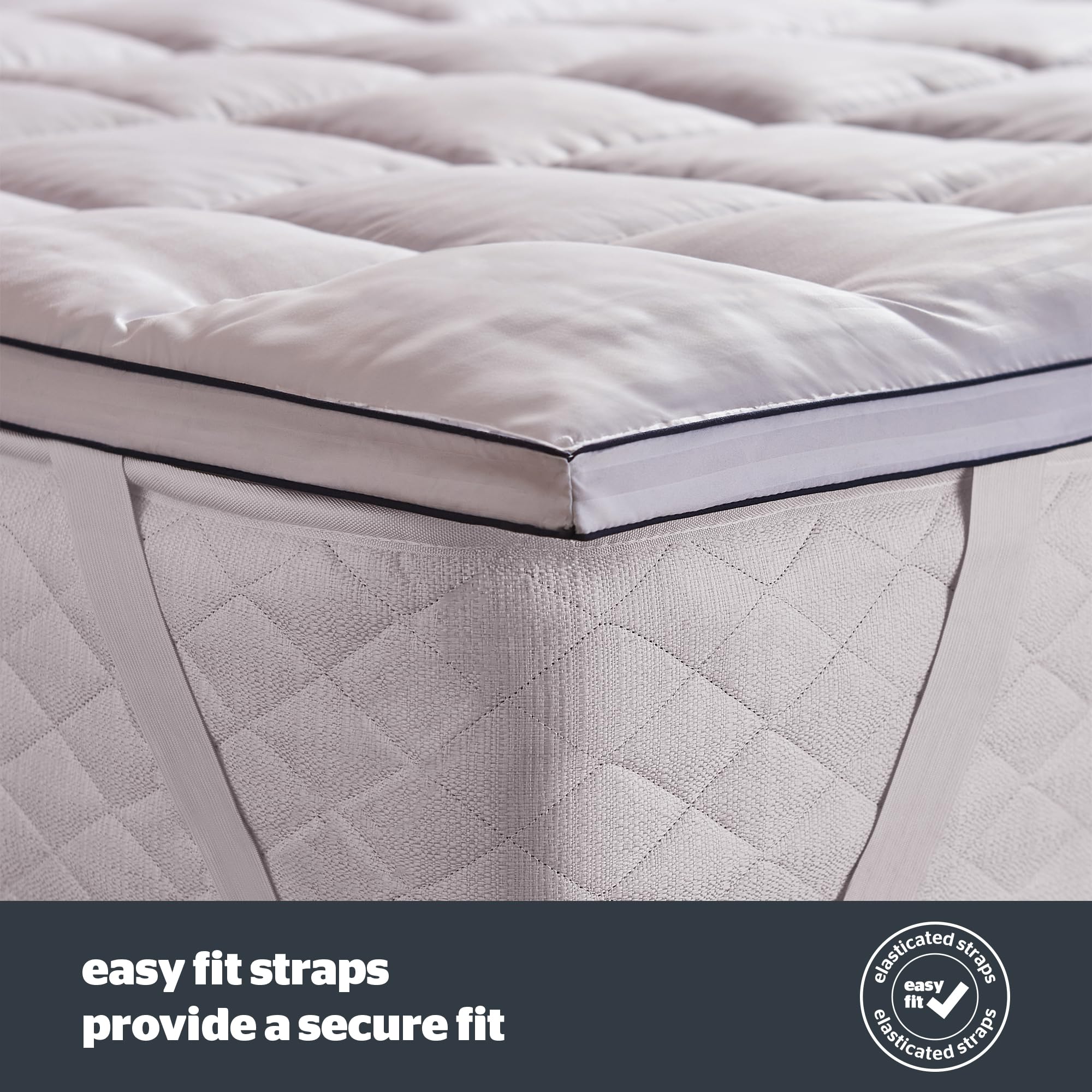Luxury Silentnight Hotel Collection Mattress Topper - 5cm Thick Double Bed Topper with Silky Soft Cover & Elastic Straps (190x135cm) - Perfect for Guest Rooms, Dorms & Home Comfort Upgrade