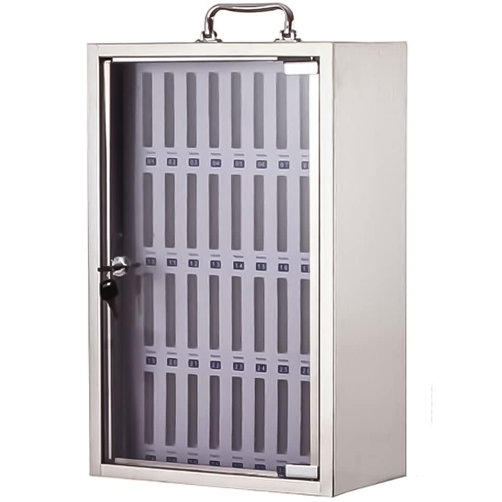 Stainless Steel Clear Wall Mounted Phone Storage Box - Portable Cell Phone Lock Cabinet for Home & Office (Silver, 36 Inch) - Perfect for Organizing Phones in Retail Stores, Salons, and Secure Device Storage