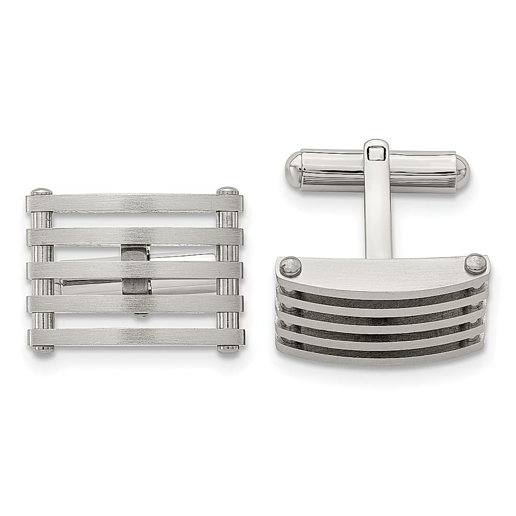 Stainless Steel Brushed Cufflinks - Elegant Jewelry Gift for Women - Perfect for Weddings & Formal Events