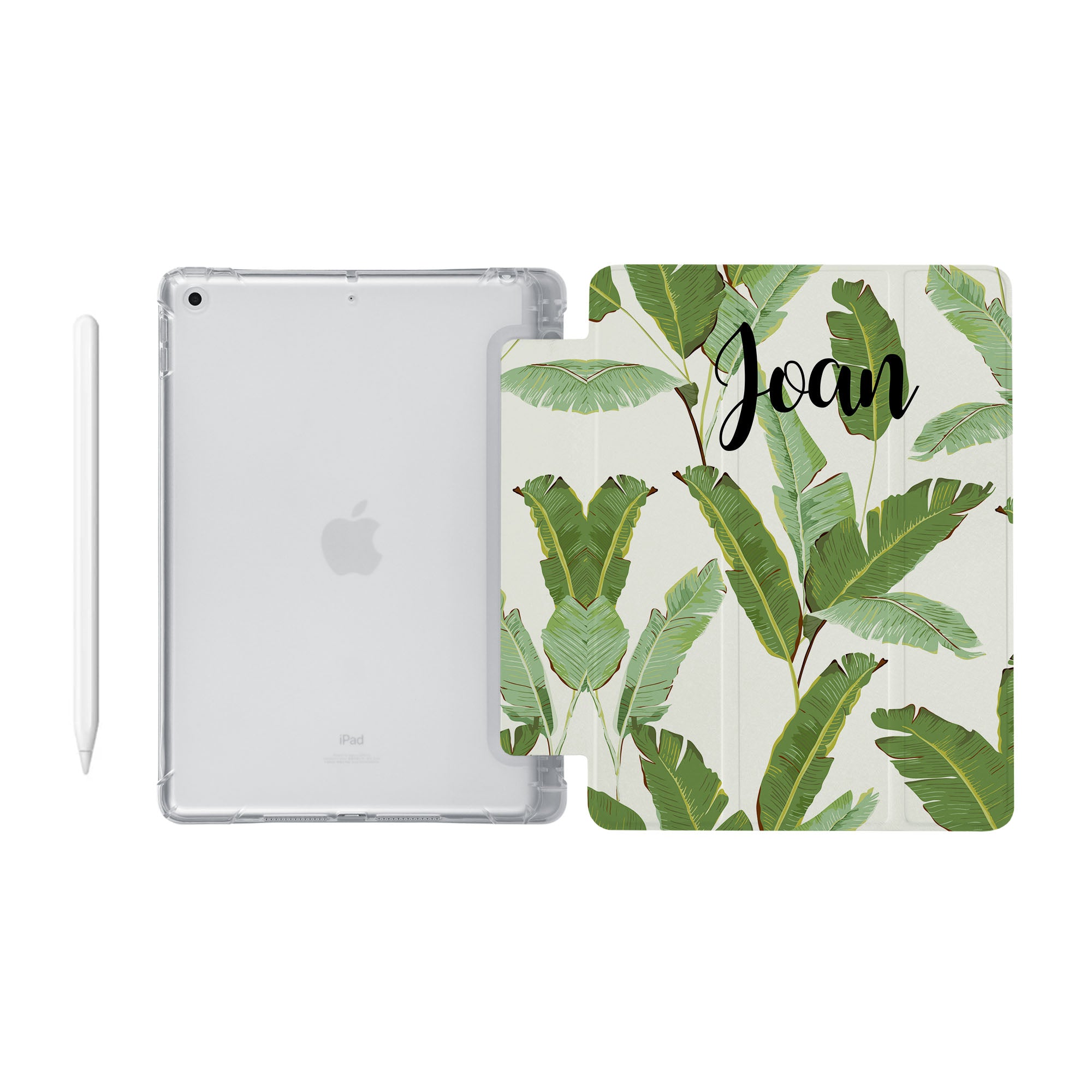 Premium iPad See-Through Case with Green Leaves Design - Slim Protective Cover for iPad Air/Pro - Perfect for Home, Office & Travel Use