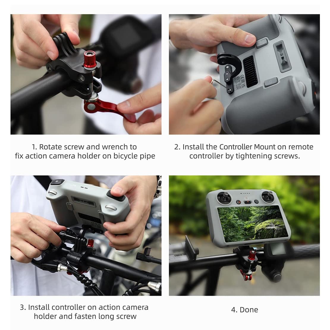 DJI Mini 3 Pro RC Controller Holder - Black Bicycle Mount Bracket for Smooth Following Shots | Perfect for Cycling, Vlogging & Outdoor Adventures