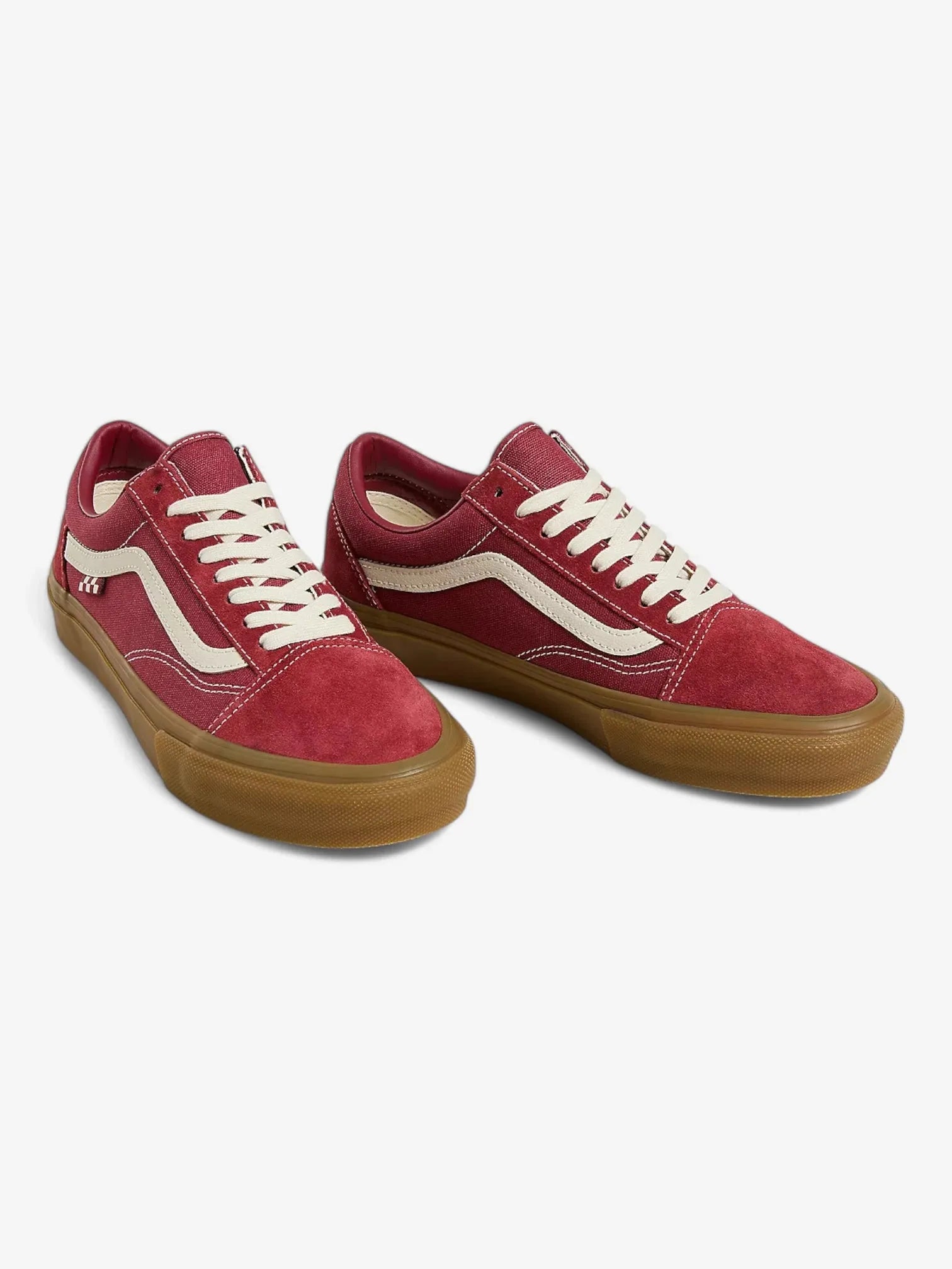 Vans Old Skool Skate Shoes - Classic Red & Brown Sneakers for Men & Women | Perfect for Skateboarding, Casual Wear & Street Fashion